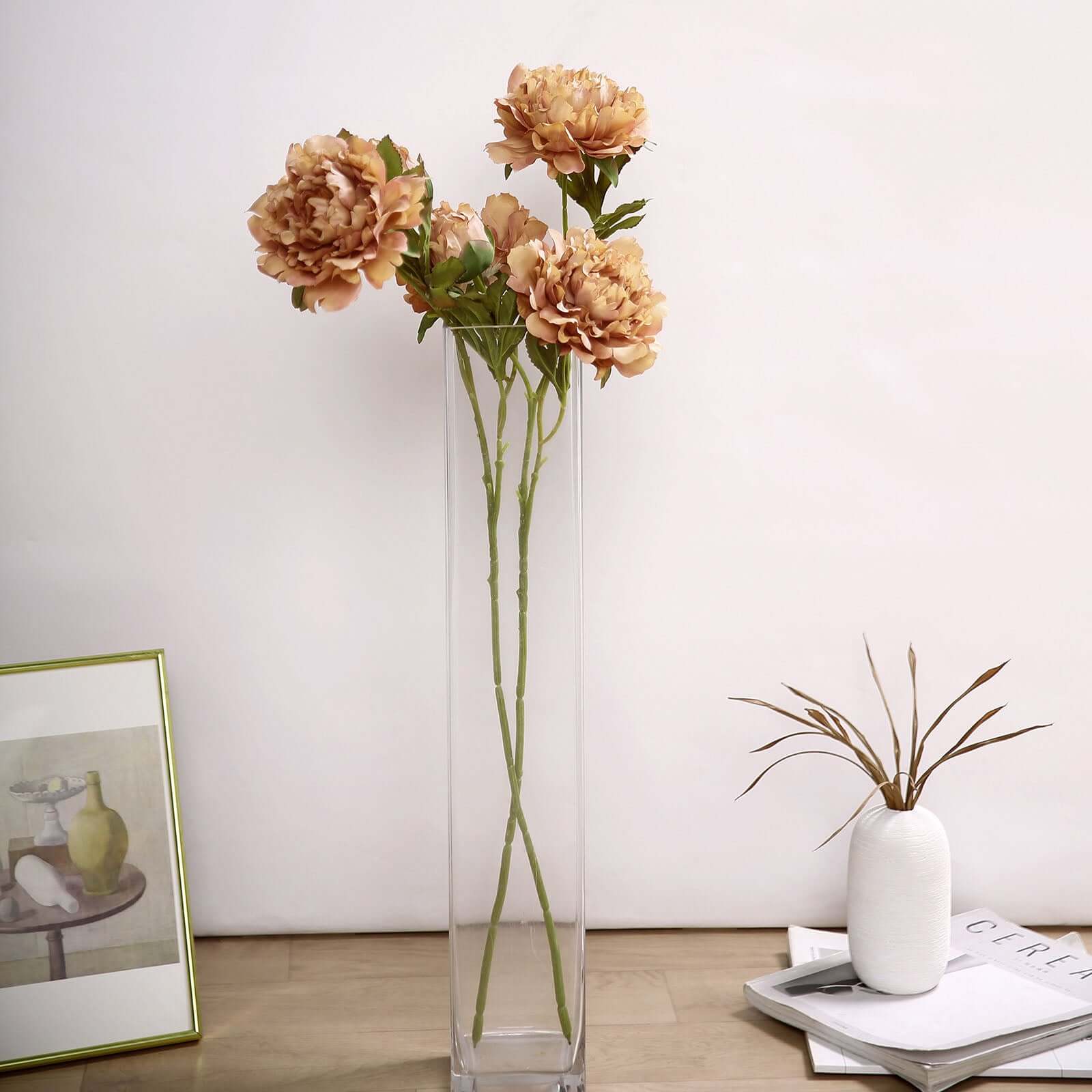 2 Pieces of 29-Inch Tall Dusty Rose Artificial Silk Peony Flower Bouquets