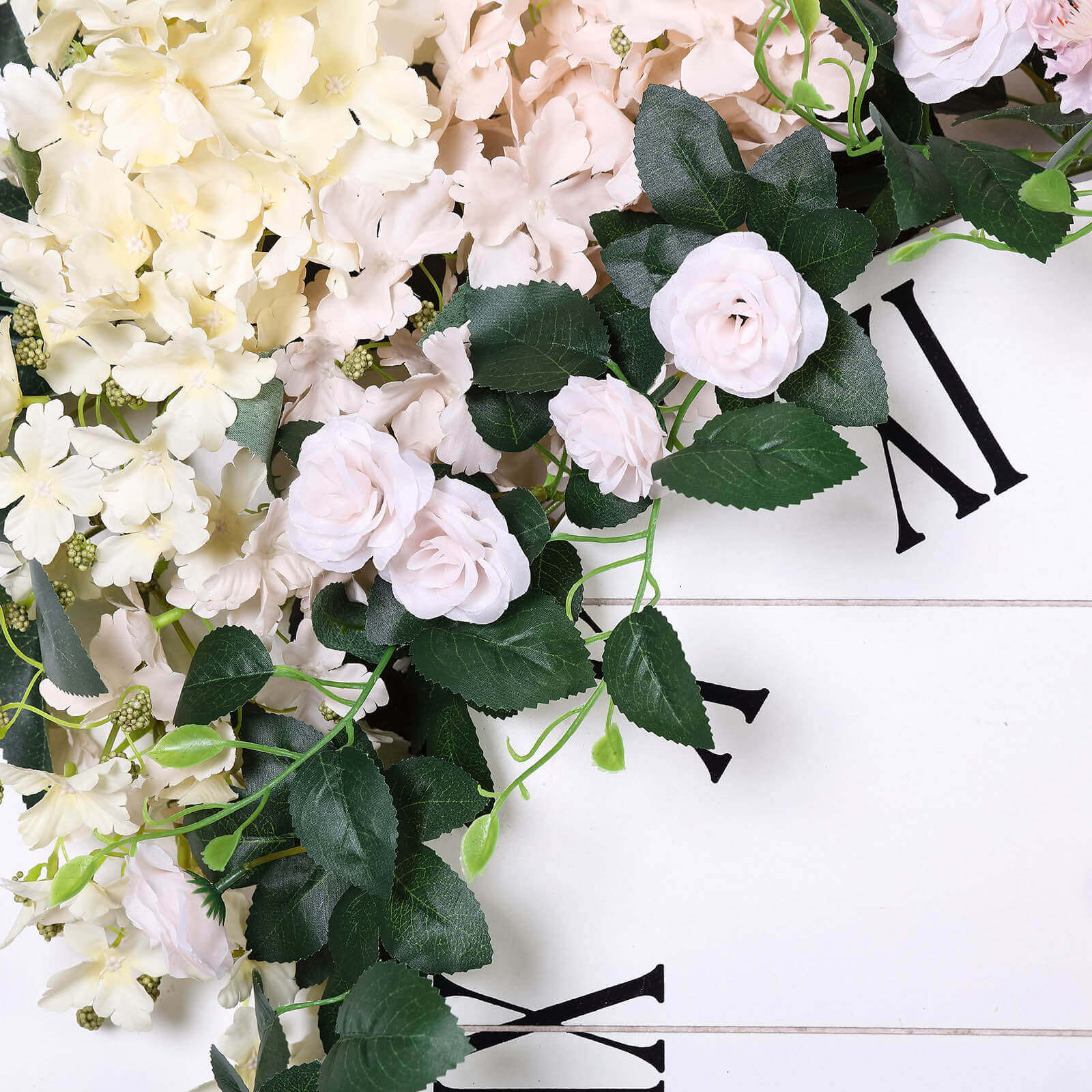 6-Foot Blush Silk Artificial Rose Flower Garland with 20 Roses