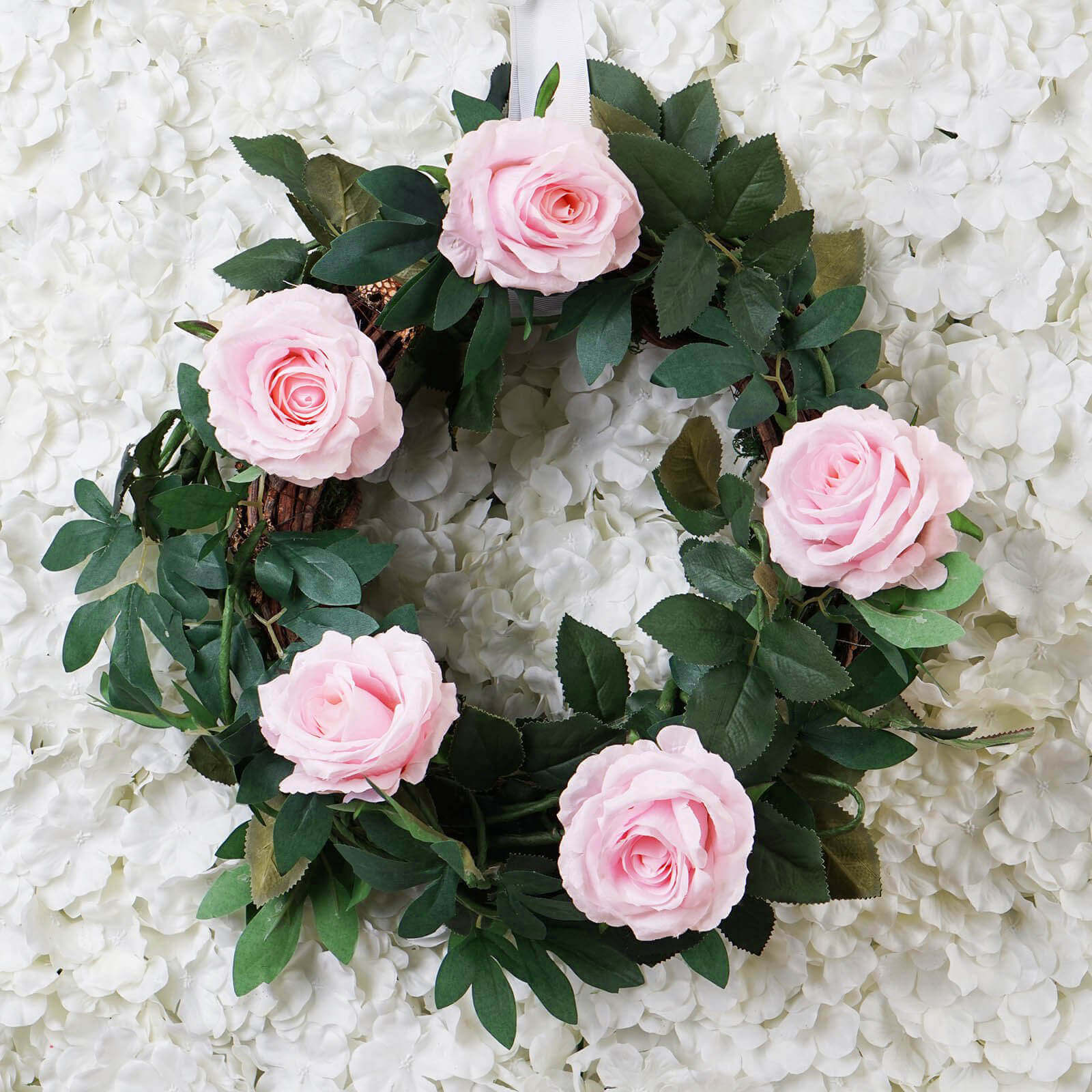 6ft Blush Realistic Silk Rose & Leaf Garland - Ideal for Decor