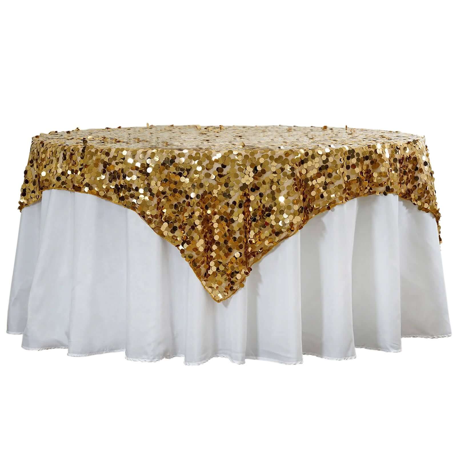 Gold 72x72 Square Sequin Table Overlay for Big Events - Payette Style