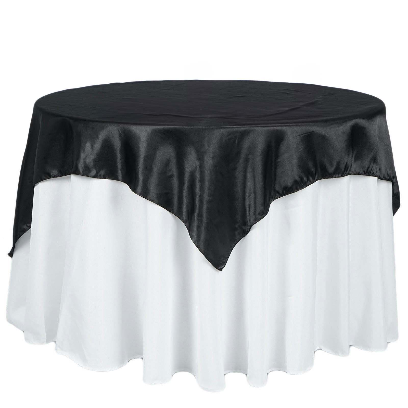 Black Satin 72x72 Square Table Overlay - Ideal for Luxurious Events
