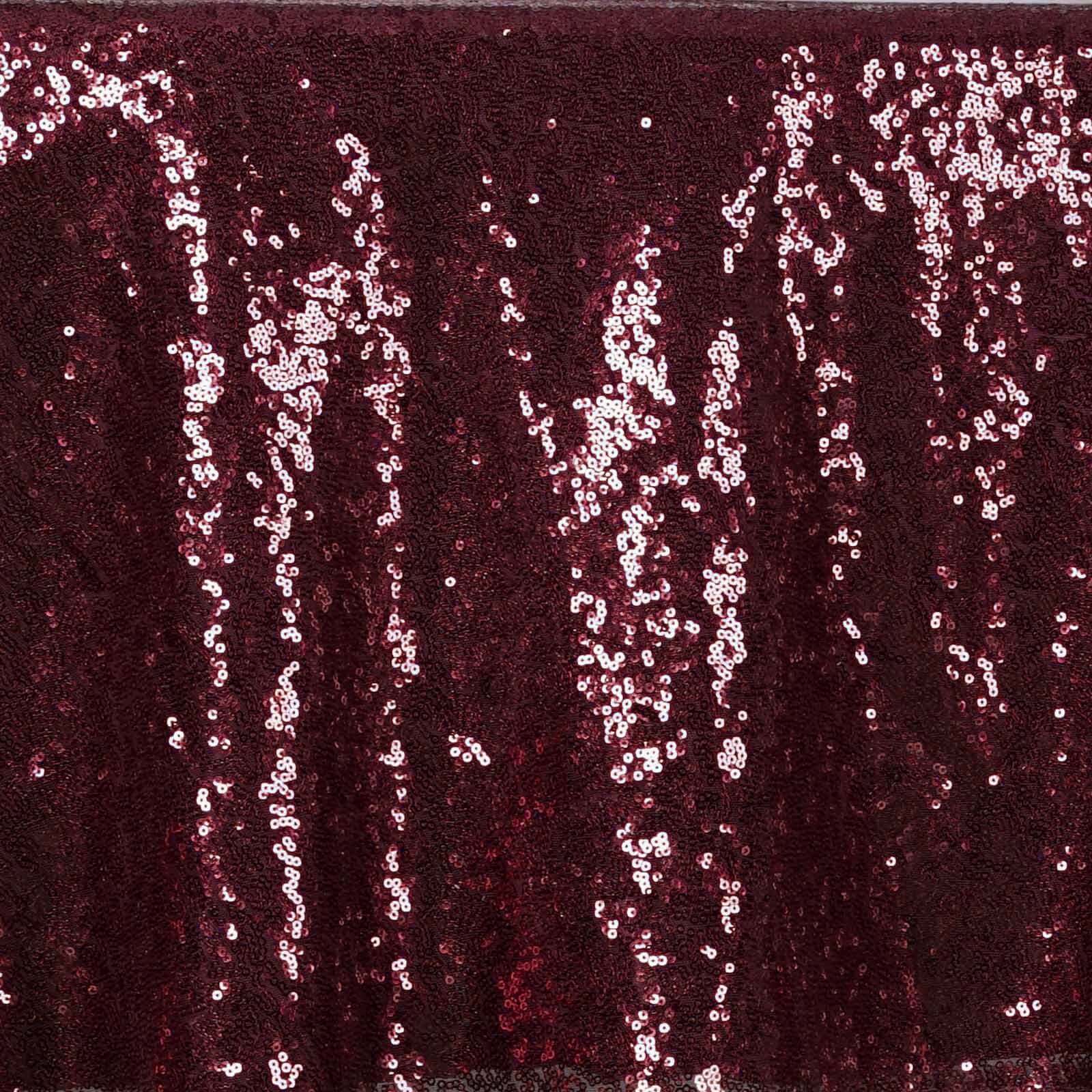 Hot Sale! 90-Inch Burgundy Sequined Round Tablecloth for Special Events