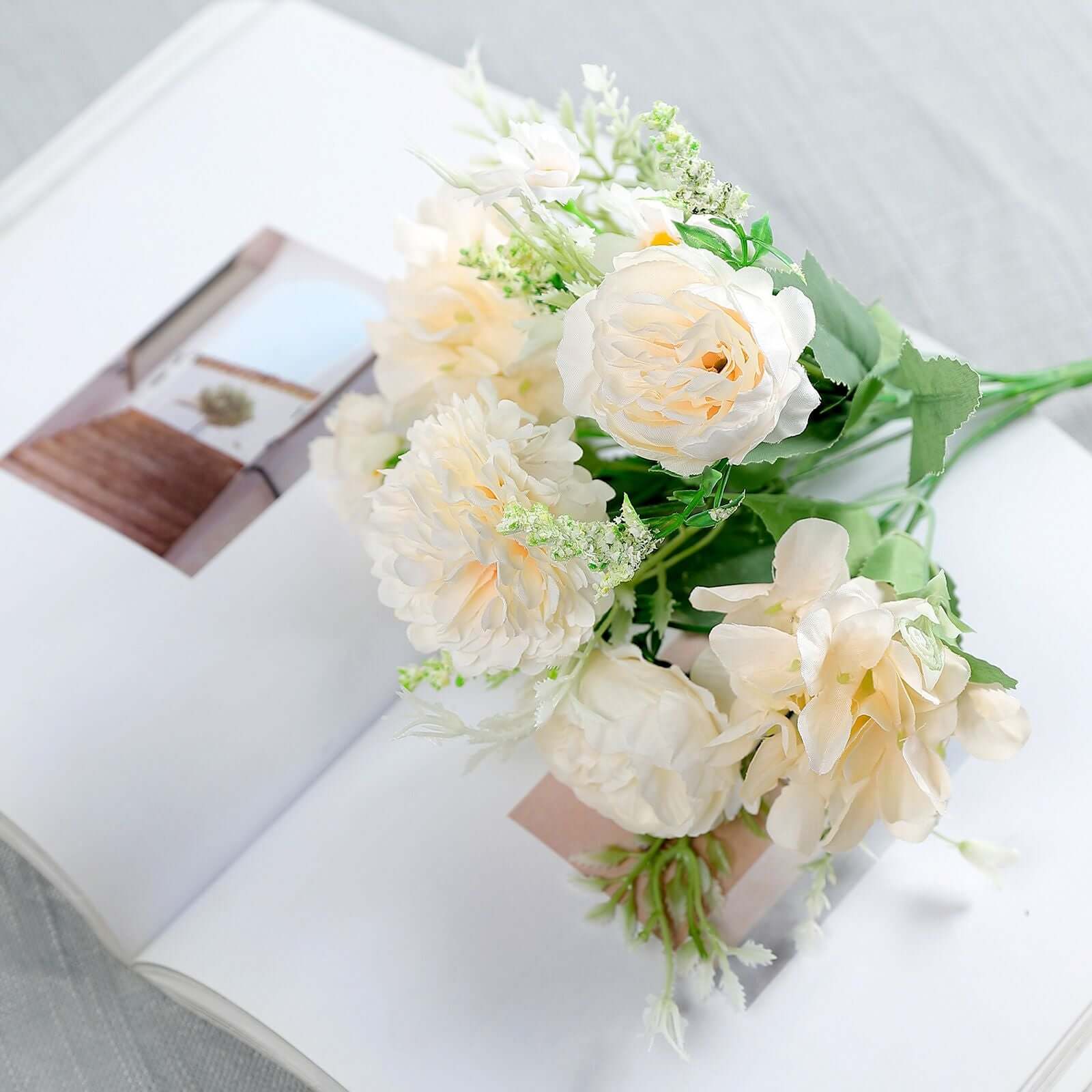 2 Bouquets of Blush Artificial Silk Peony Flower Arrangement - Perfect Decor!