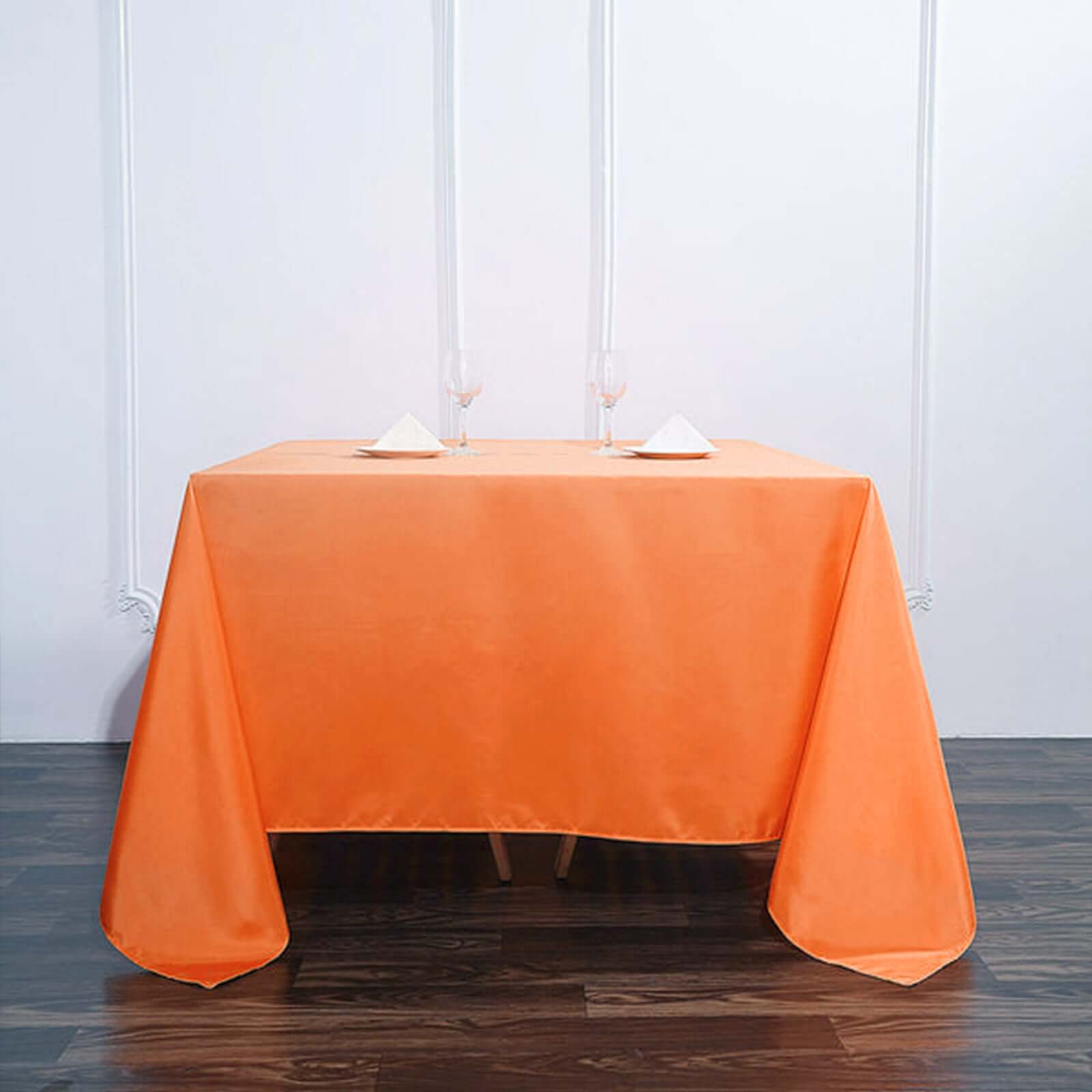 Orange Polyester 90x90 Square Tablecloth - Durable & Wrinkle-Resistant Table Cover