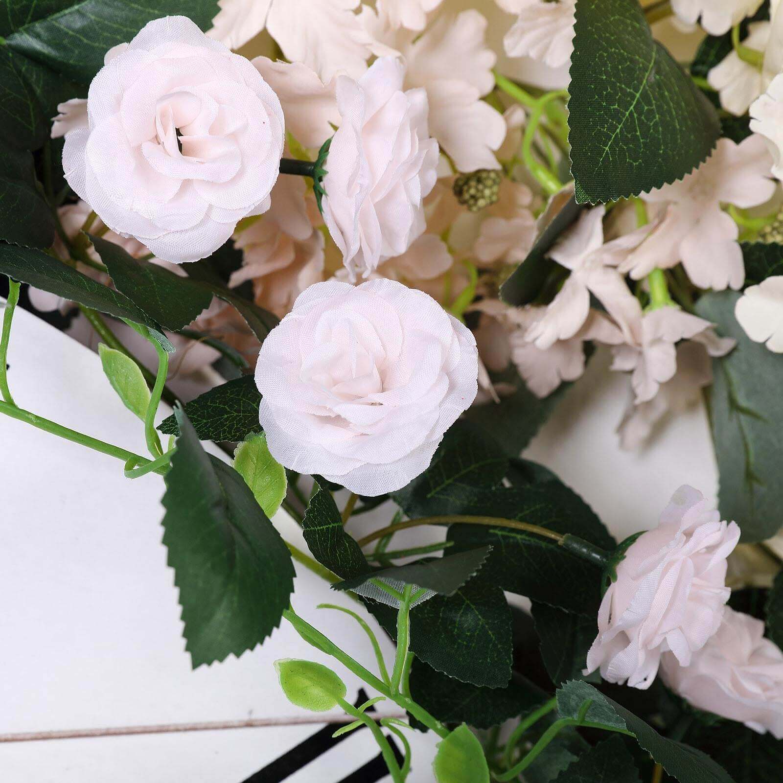 6-Foot Blush Silk Artificial Rose Flower Garland with 20 Roses