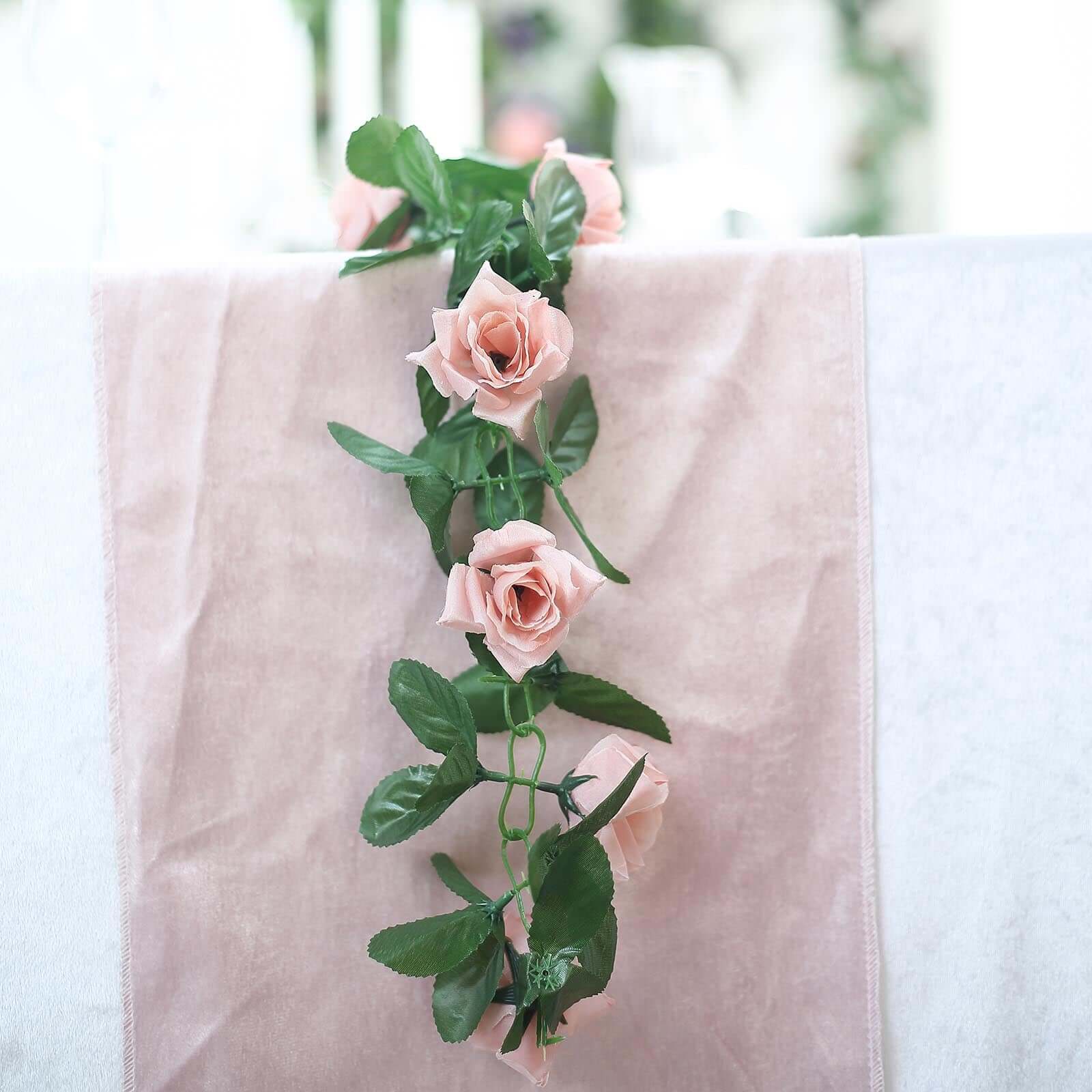Hot Sale! 6ft UV-Protected Dusty Rose Artificial Silk Rose Garland