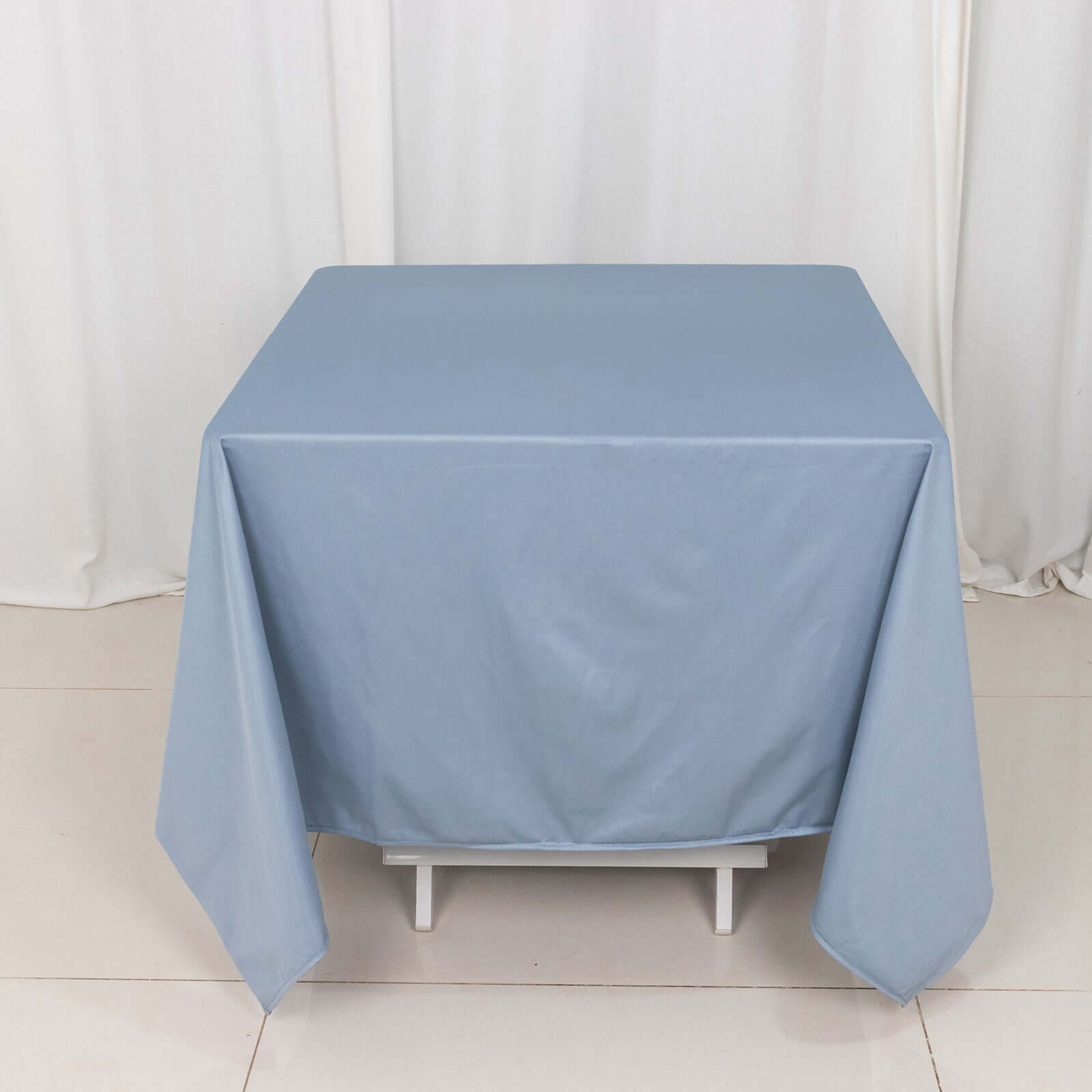 Premium Offer! Wrinkle-Free & Stain-Resistant Dusty Blue Scuba Polyester 70x70 Square Tablecloth