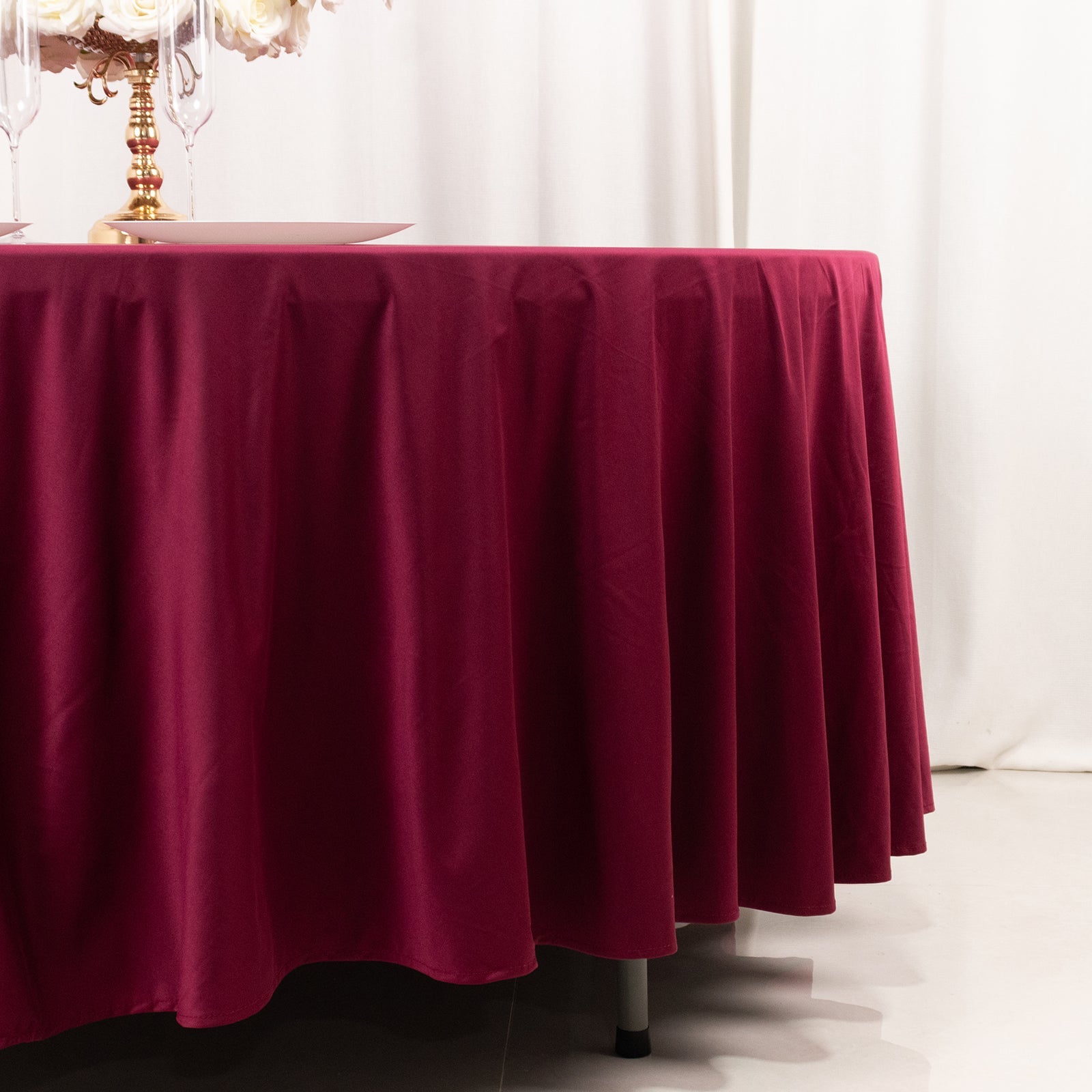 Luxury Burgundy 108-Inch Round Scuba Tablecloth - Anti-Wrinkle & Stainproof