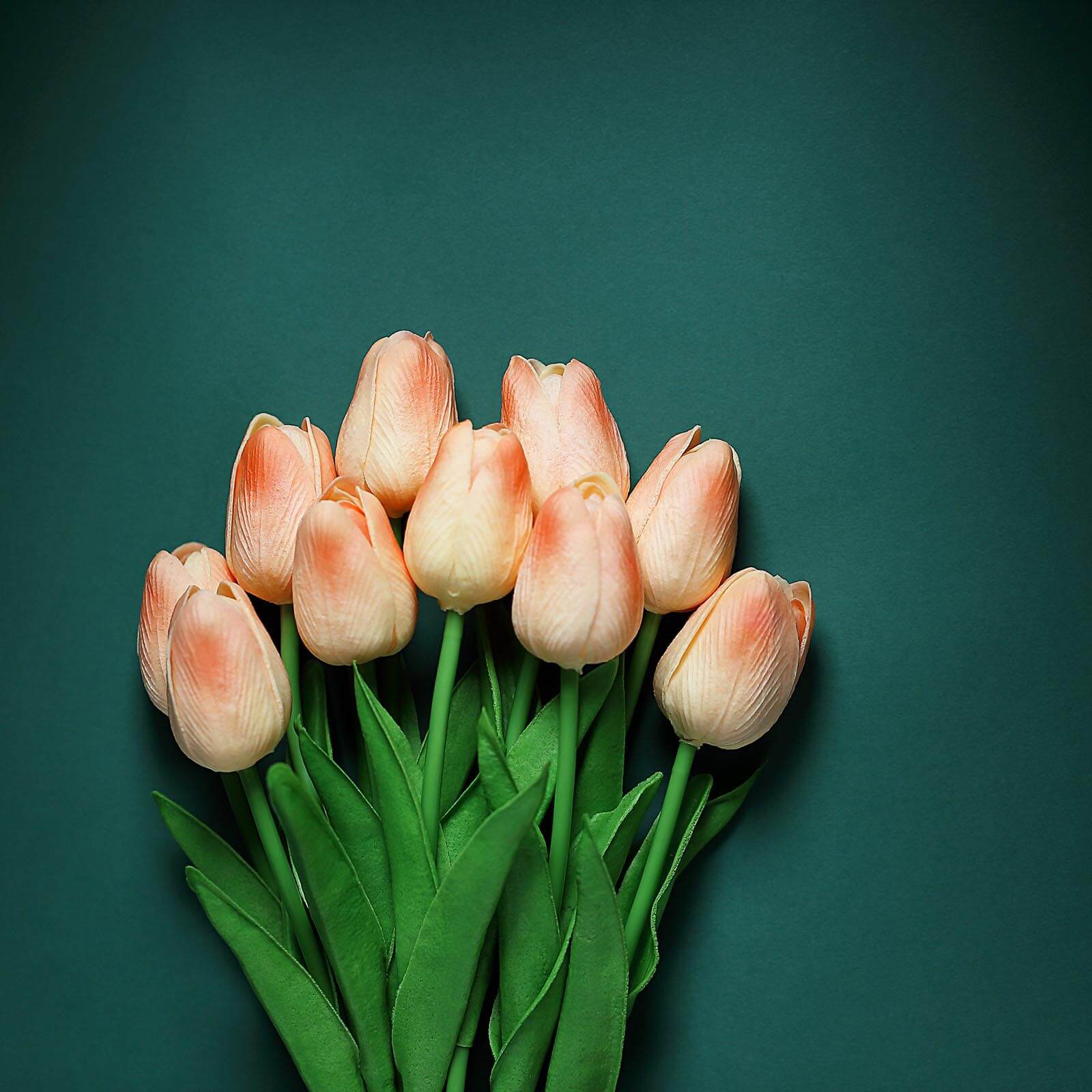 13-Inch Peach Real Touch Artificial Foam Tulip Flower Bouquets - 10 Stems for Various Decorations