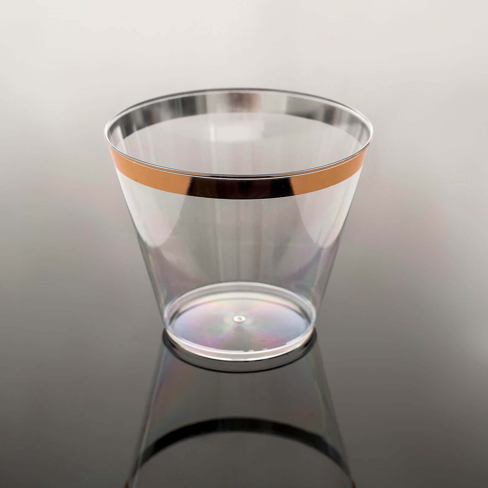 Hot Sale! 12-Pack 10oz Clear Plastic Party Squat Cups with Rose Gold Rim for Special Occasions