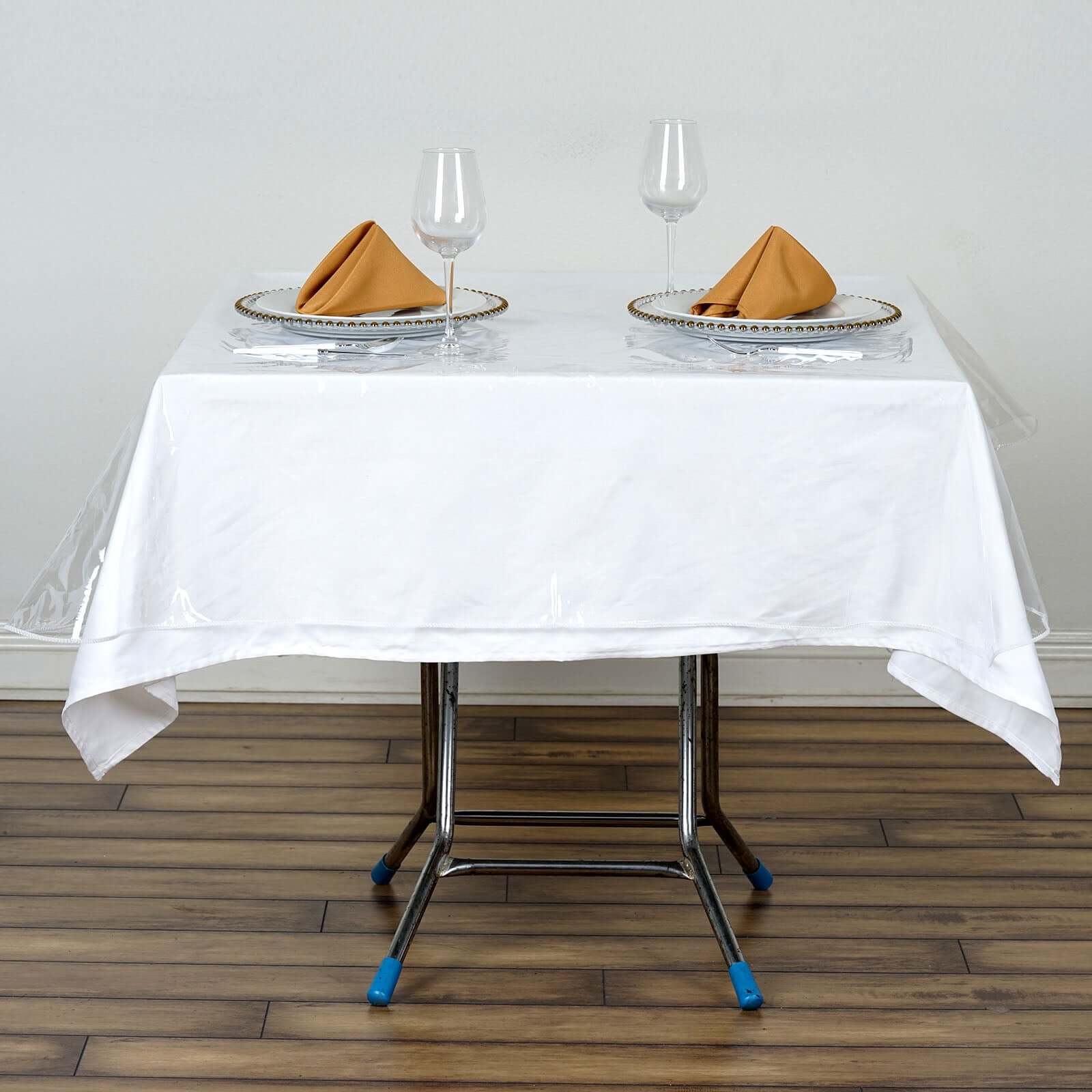 10 Mil Thick Clear Eco-Friendly Vinyl Square Tablecloth, 70x70 Inches