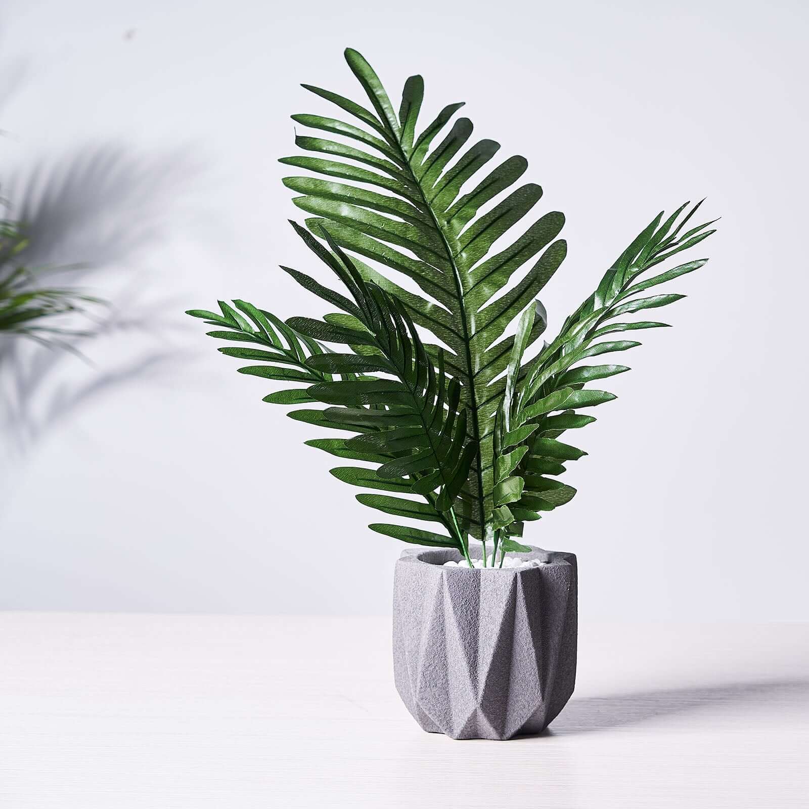5 Stems Green Artificial Silk Tropical Palm Leaf Plants - Ideal Decor