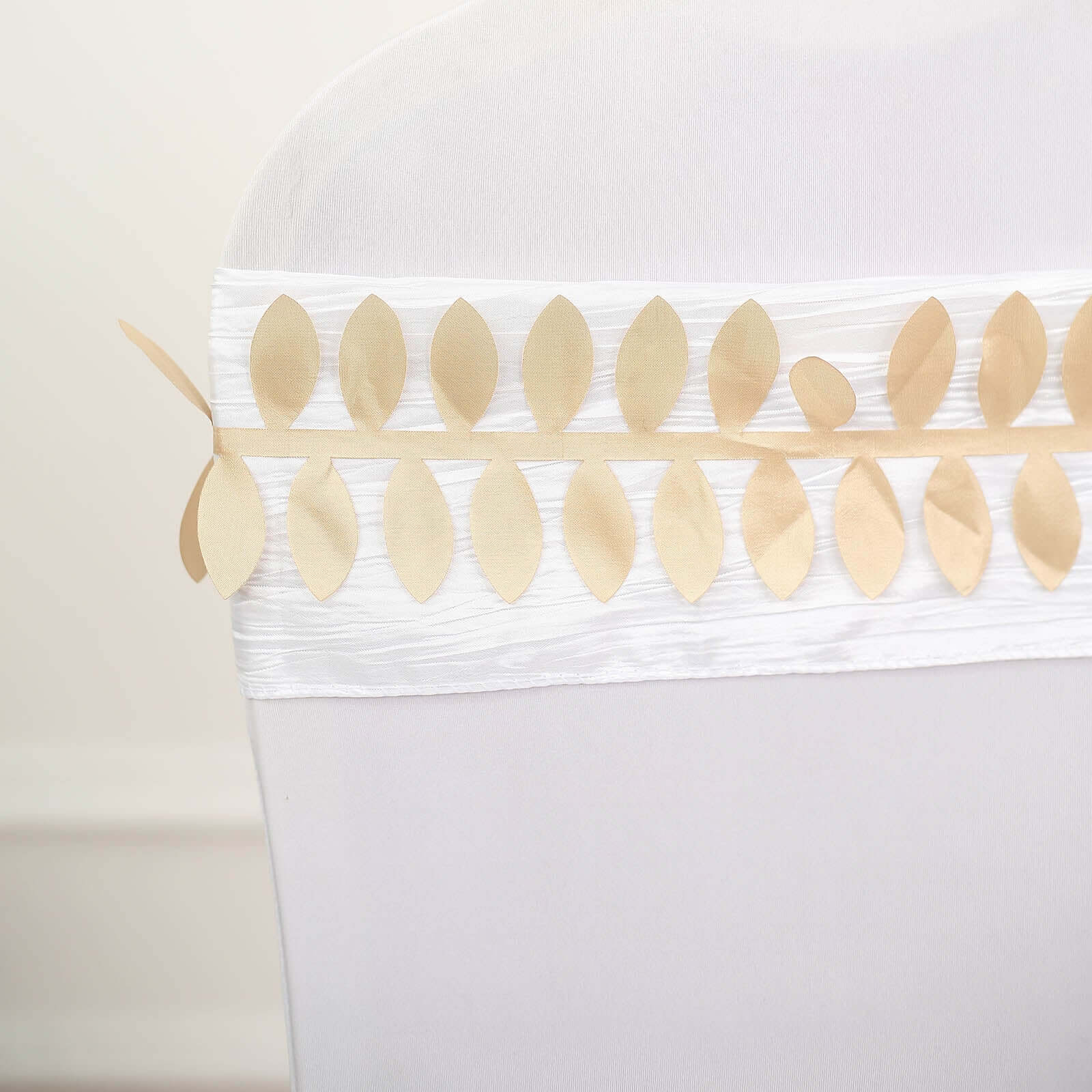 Champagne Taffeta Ribbon Sash with 4 - Leaf Petal Design, 50ft - Ideal for Decorations
