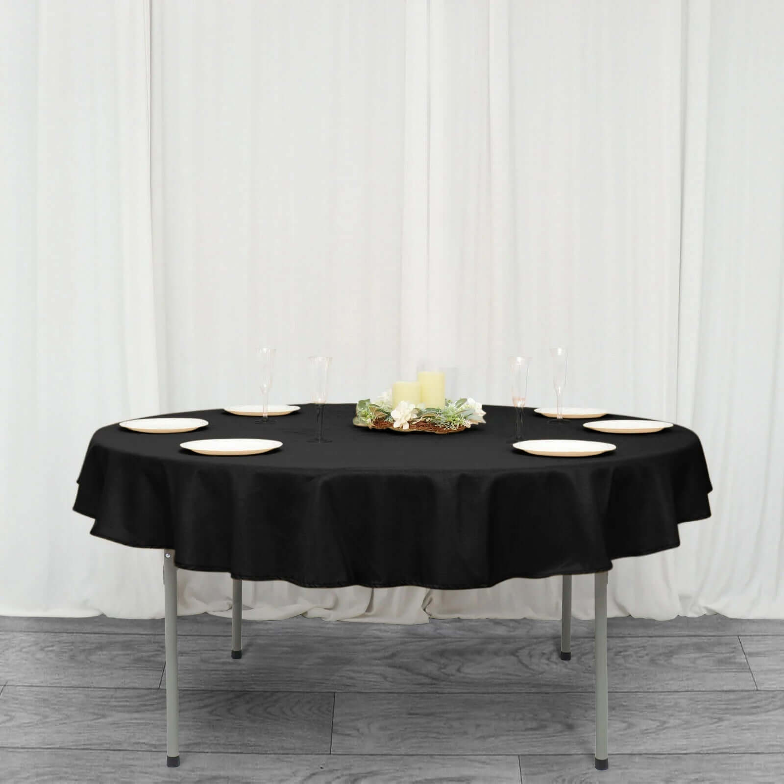 Exclusive Black 90x90 Polyester Square Tablecloth - Durable & Wrinkle-Resistant for Events