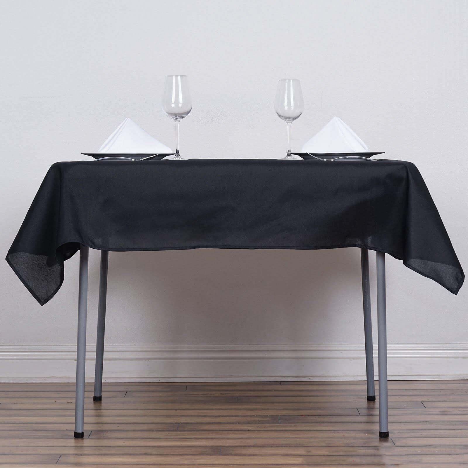Black 54x54 Polyester Square Tablecloth - Wrinkle-Free & Durable for Events