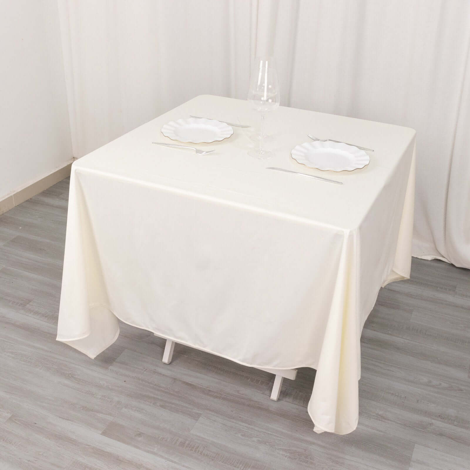 Exclusive Ivory 70x70 Wrinkle & Stain-Free Scuba Tablecloth - Premium Quality
