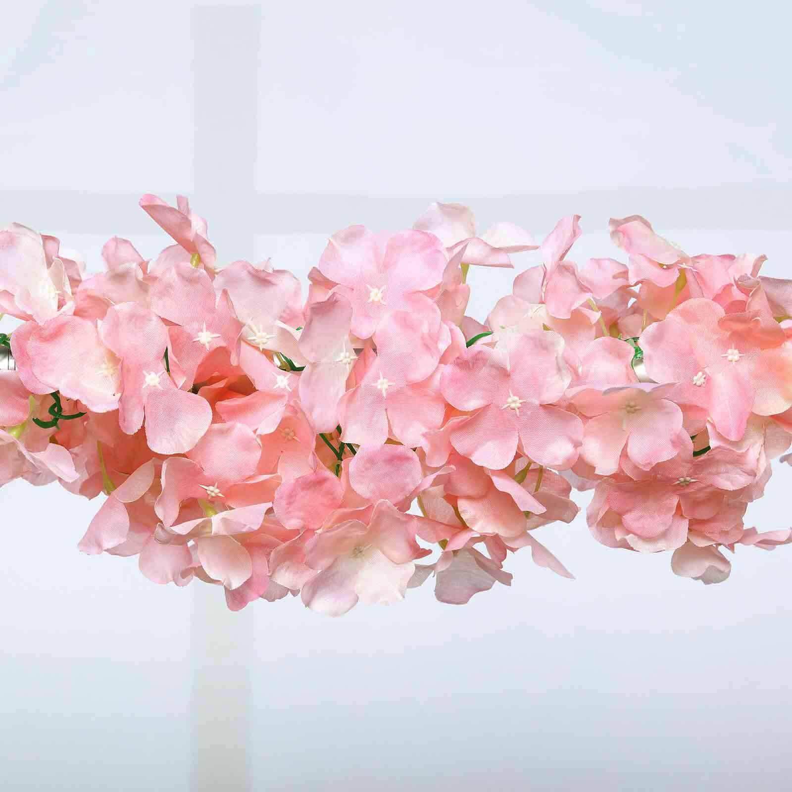 7ft Blush Silk Hydrangea Hanging Garland - Perfect Decor!