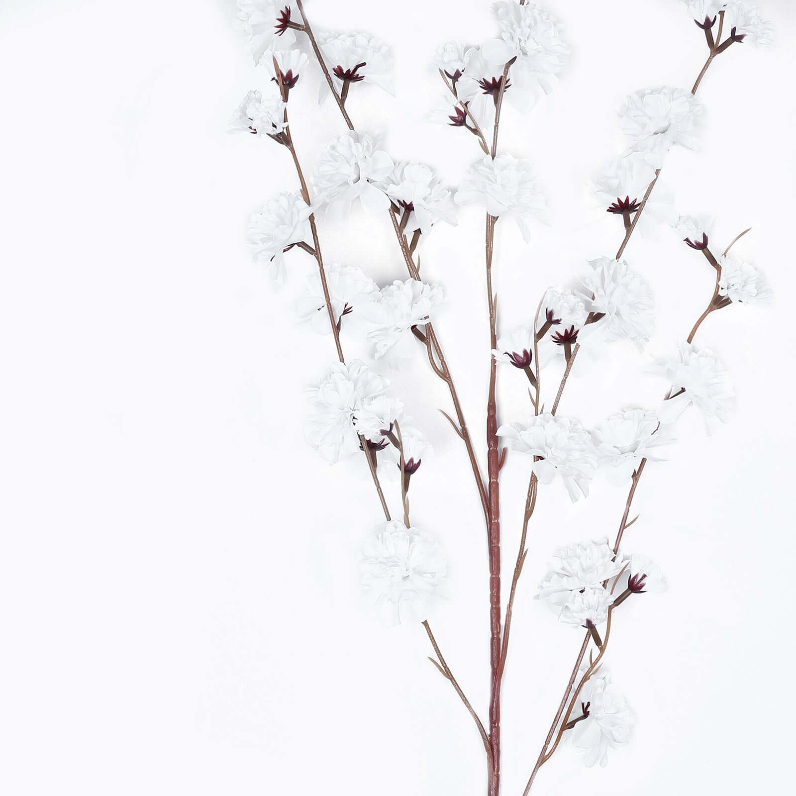 2 Branches 42-Inch Tall Artificial White Silk Carnation Stems - Perfect Decor!