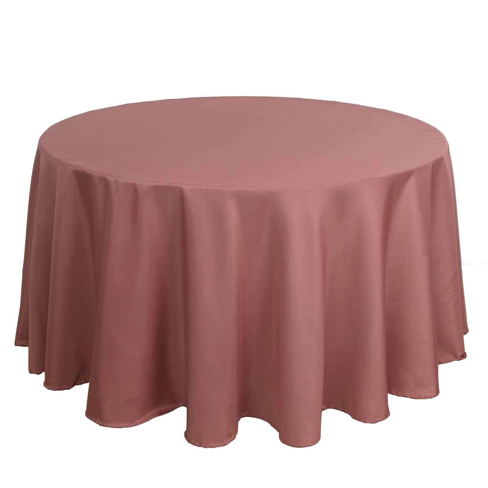 Wrinkle-Resistant 108" Polyester Round Tablecloth in Cinnamon Rose Color
