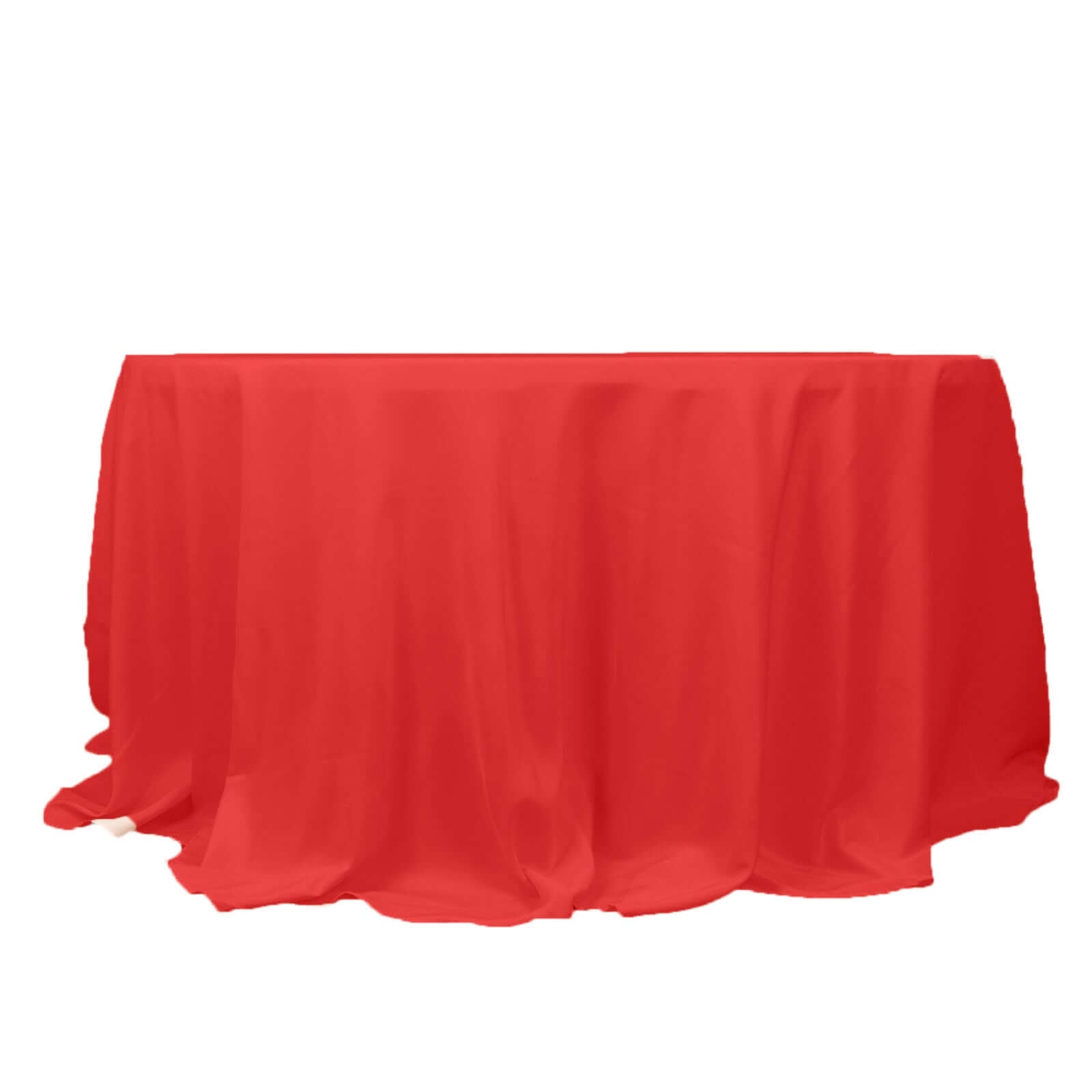 Hot! Seamless Red 132' Premium Polyester Round Tablecloth, 220GSM Wrinkle-Resistant