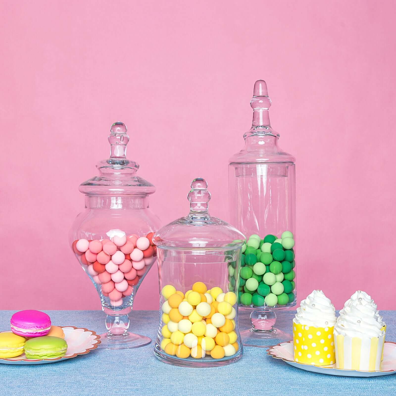 Hot Sale! Set of 3 Clear Glass Candy Jars with Snap - On Lids for Stylish Party Favors