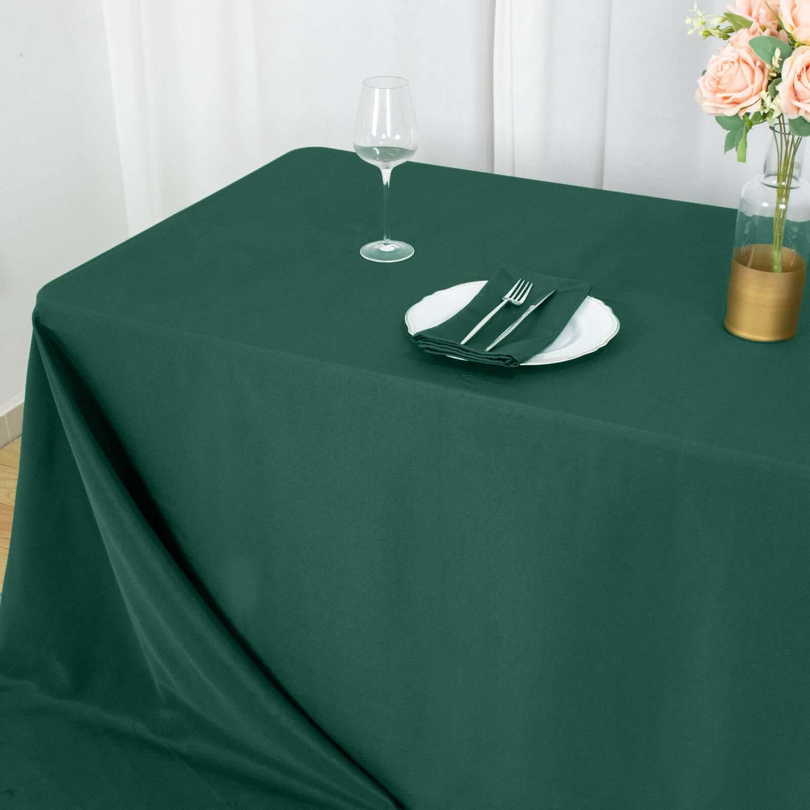 Exclusive Premium Polyester Rectangle Tablecloth - 90x156 Hunter Emerald Green, Seamless 220GSM Stain-Resistant