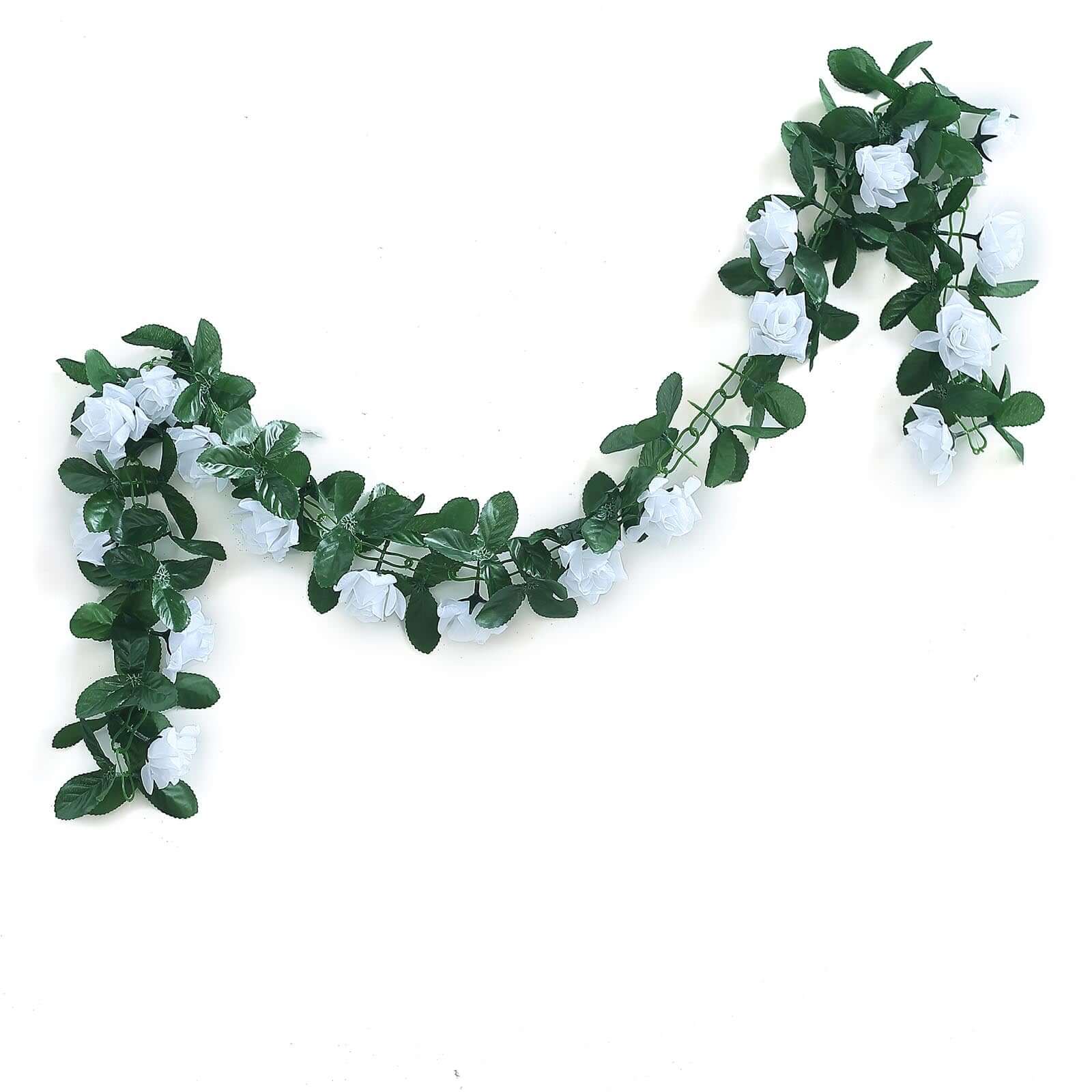 Hot Deal! 6ft UV-Protected White Artificial Silk Rose Garland for Decor