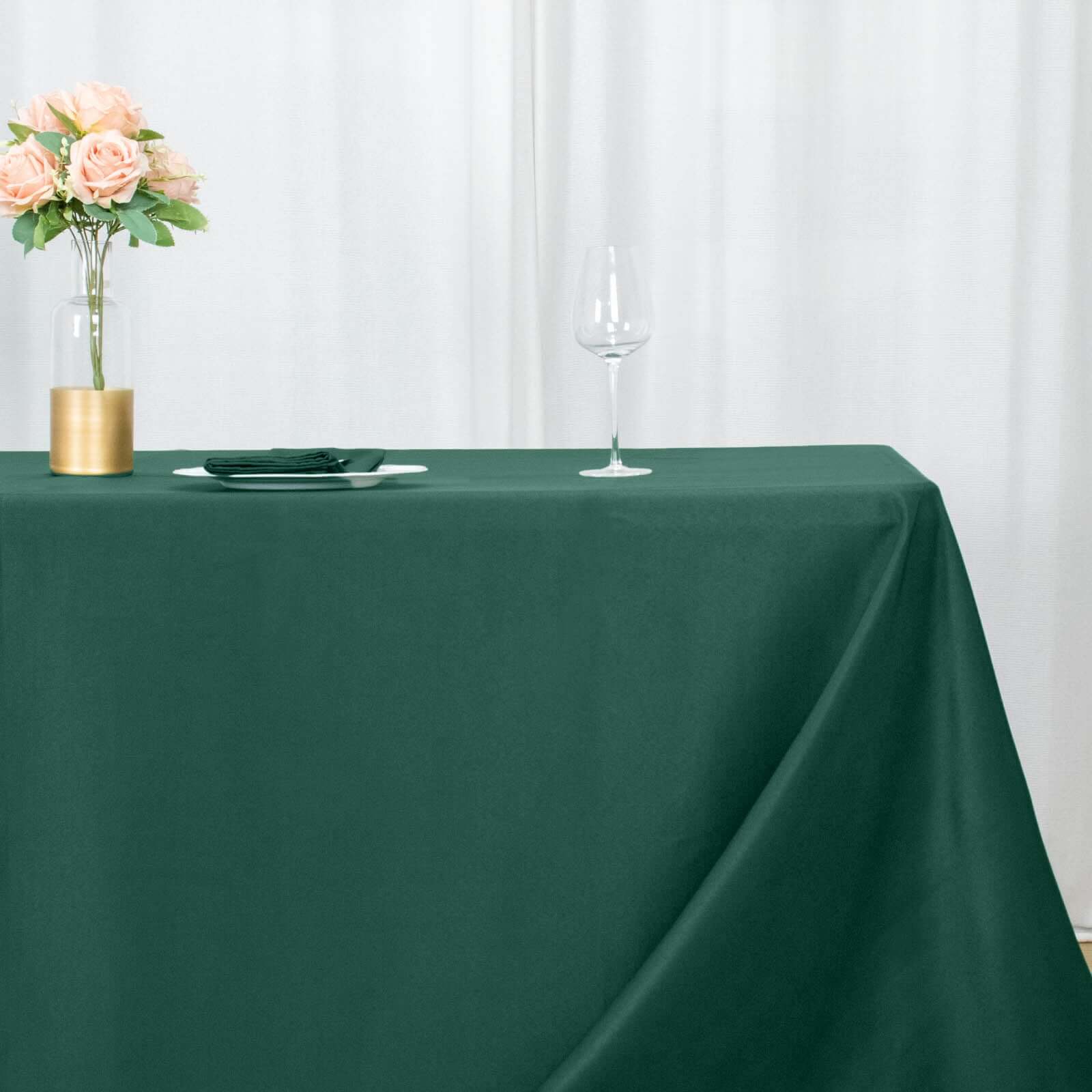 Exclusive Premium Polyester Rectangle Tablecloth - 90x156 Hunter Emerald Green, Seamless 220GSM Stain-Resistant