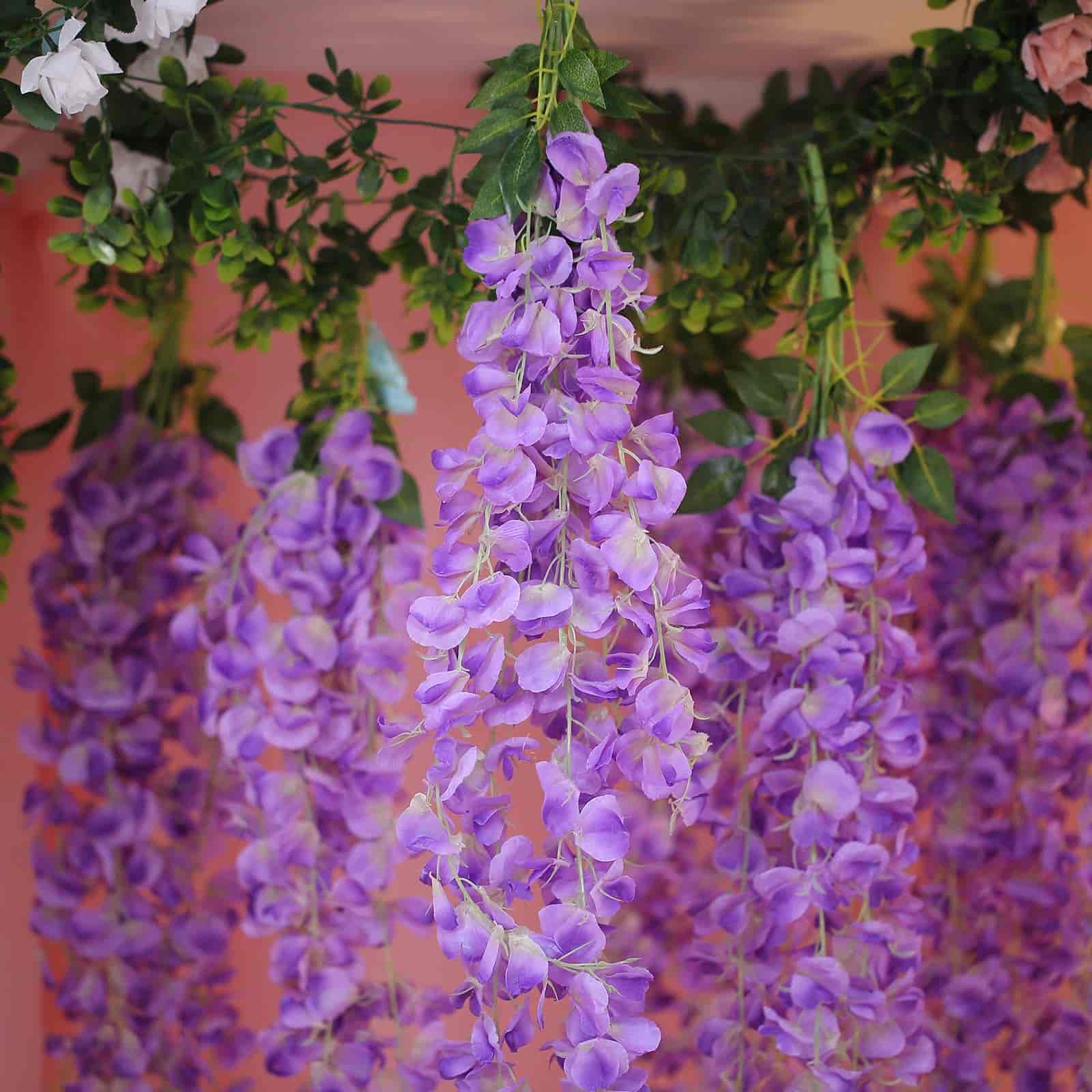 Stunning 42' Silk Lavender Lilac Wisteria Garland - 5 Strands