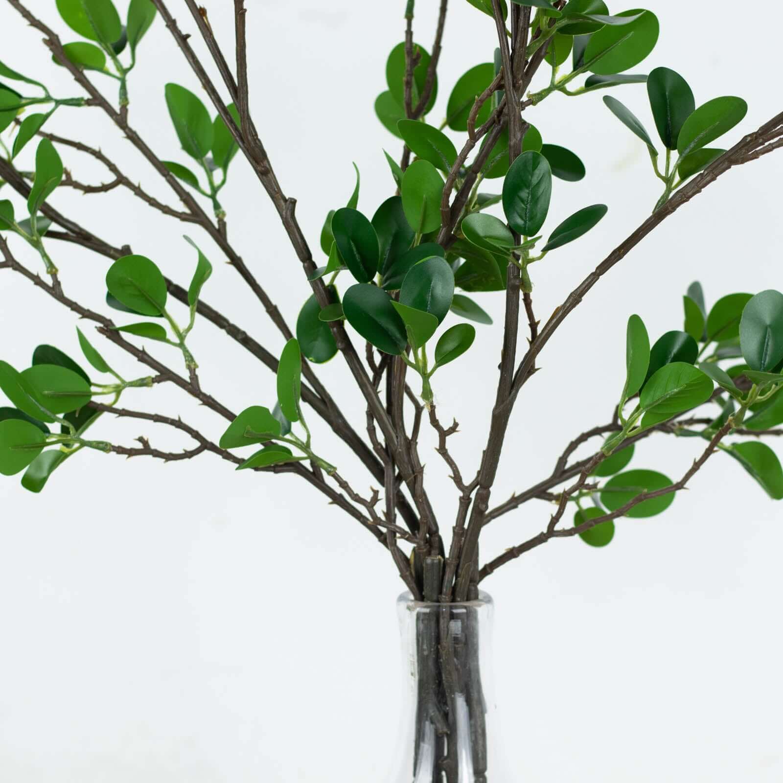 3-Pack 43" Faux Ficus Green Leaf Branches - Realistic & Flexible