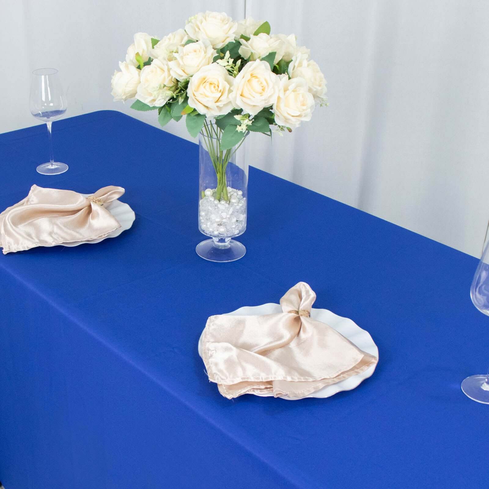 Hot Sale! Seamless 220GSM Stain-Resistant Royal Blue Premium Polyester Rectangle Tablecloth 90x156