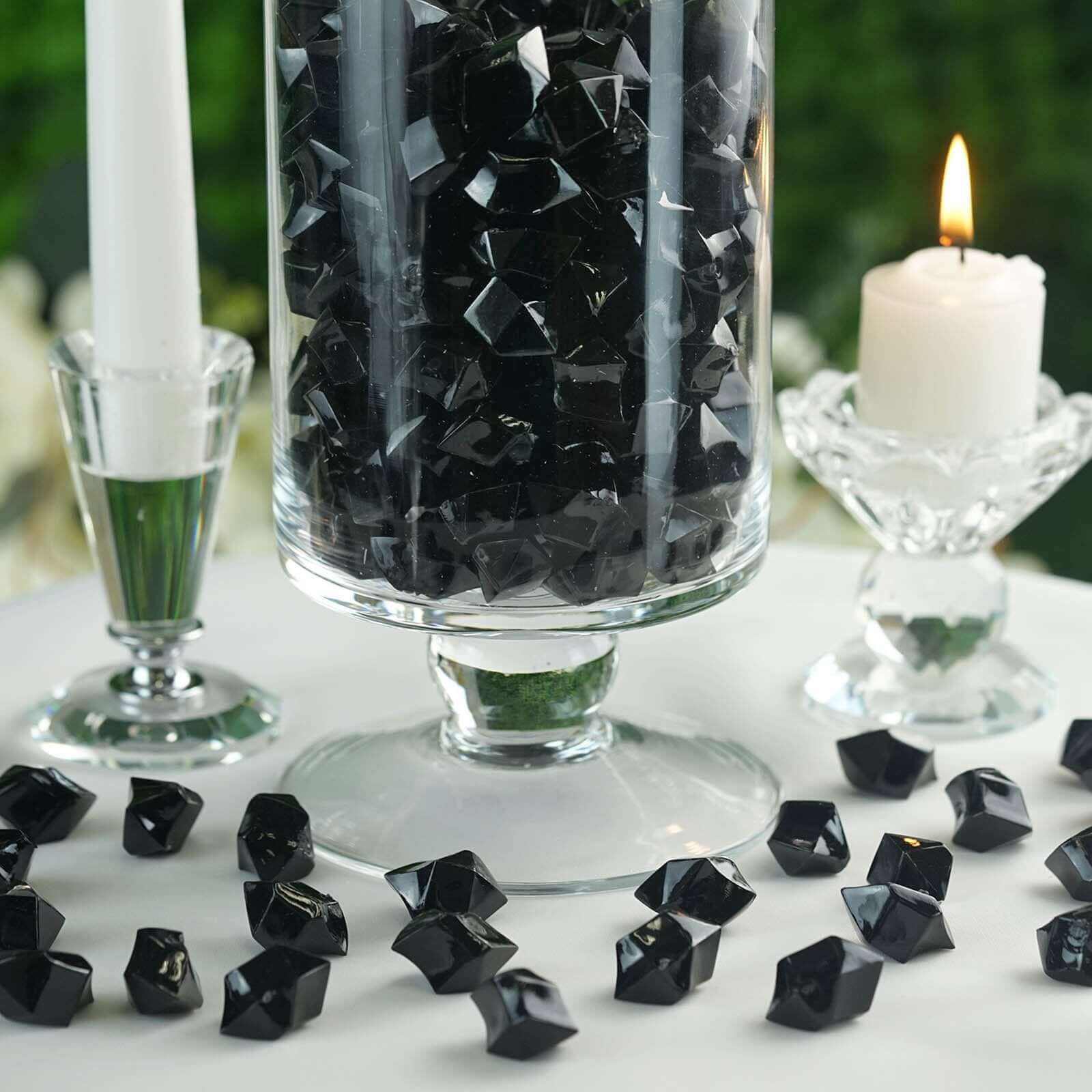 300 Pieces Large Black Acrylic Ice Bead Vase Fillers for Stylish Event Decor & Wedding Tables