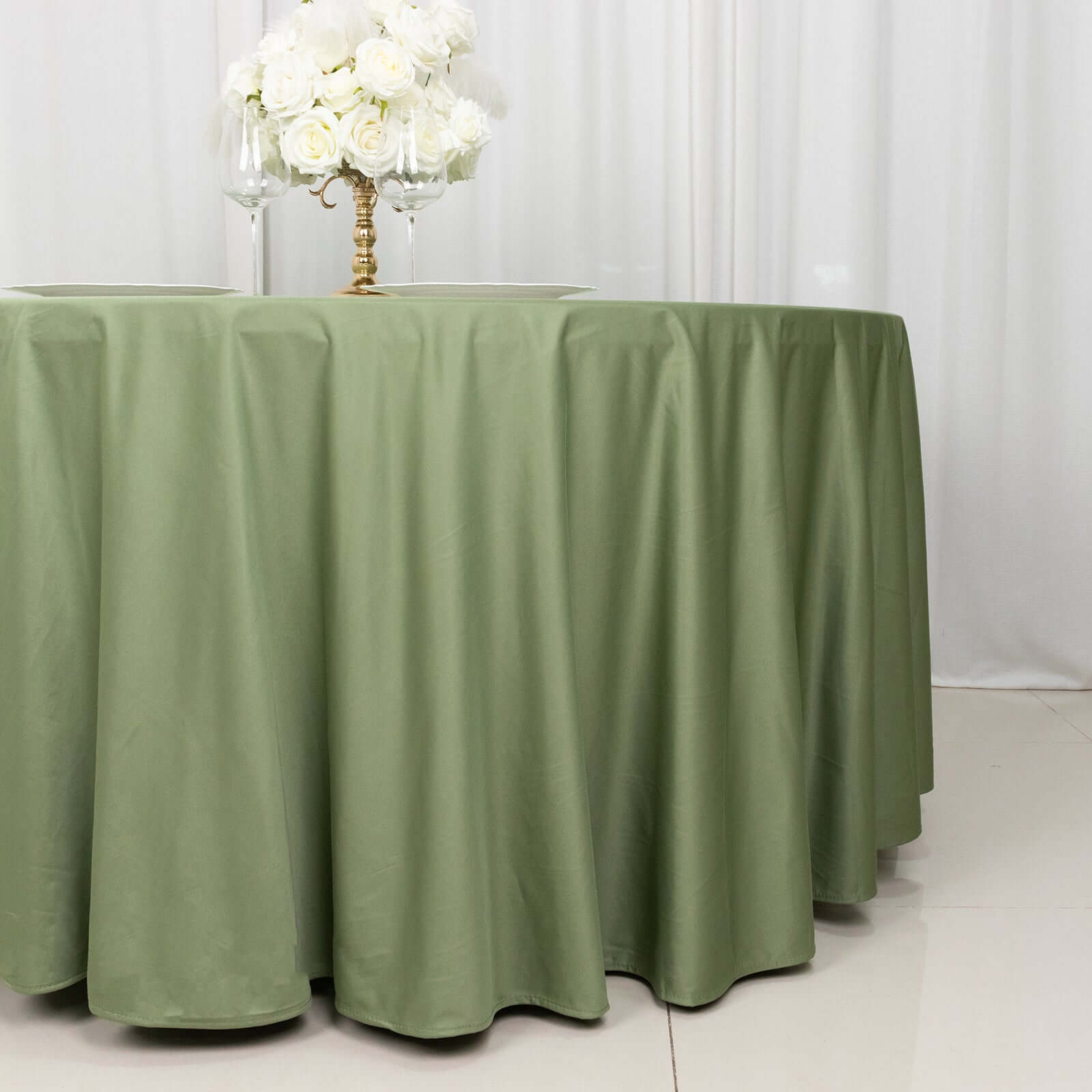 Exclusive Premium 120' Round Scuba Tablecloth in Dusty Sage Green - Wrinkle & Stain Free