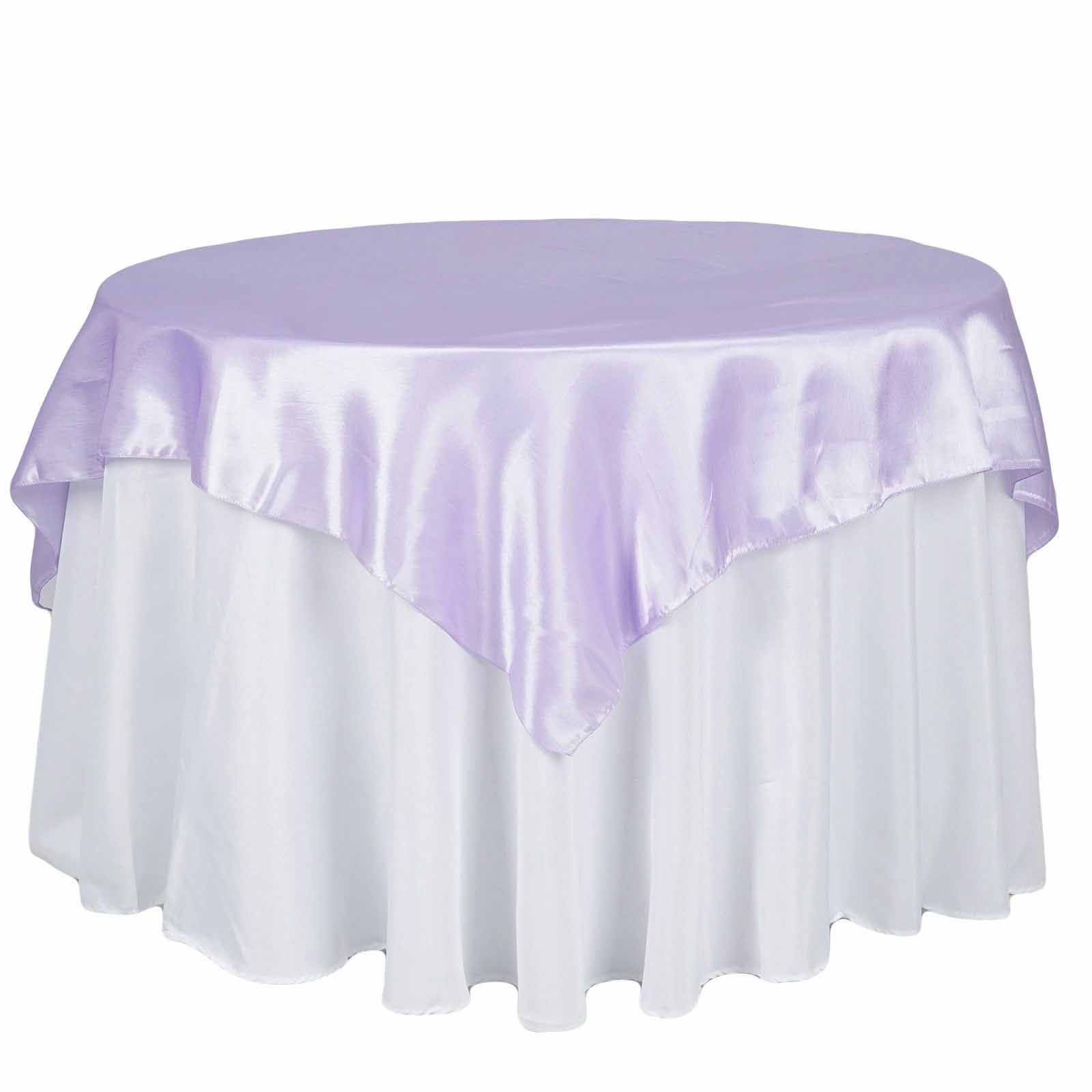 Special Offer! 72x72 Square Satin Table Overlay in Lavender Lilac for Events