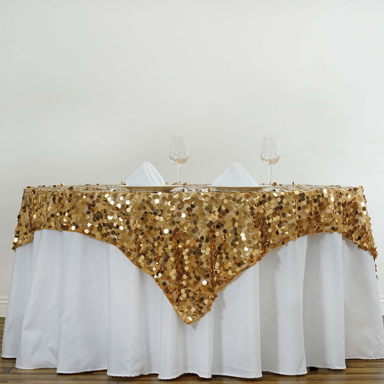 Gold 72x72 Square Sequin Table Overlay for Big Events - Payette Style