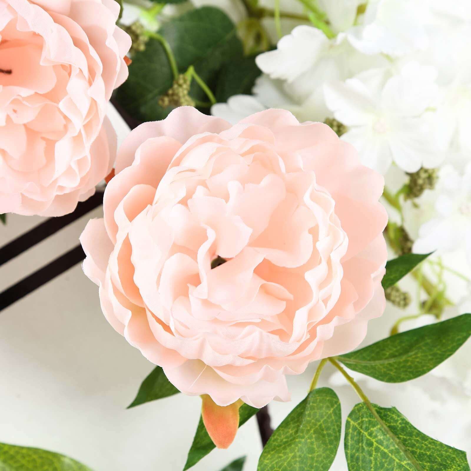 6ft Blush Silk Faux Peony Hanging Flower Garland, Lifelike Vine