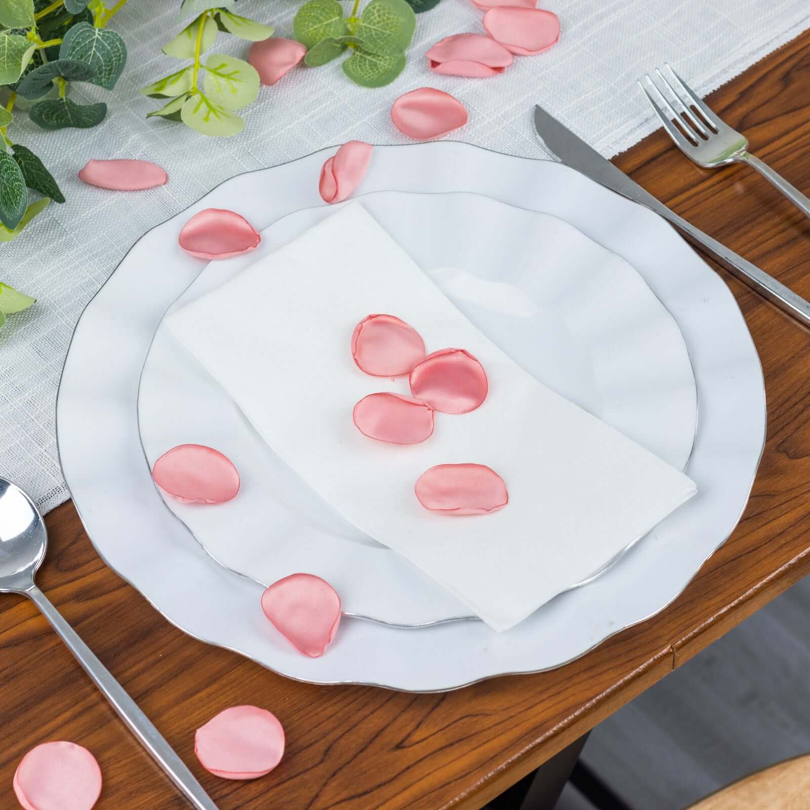 400-Pack Dusty Rose Matte Silk Round Rose Petal Confetti - Ideal for Events