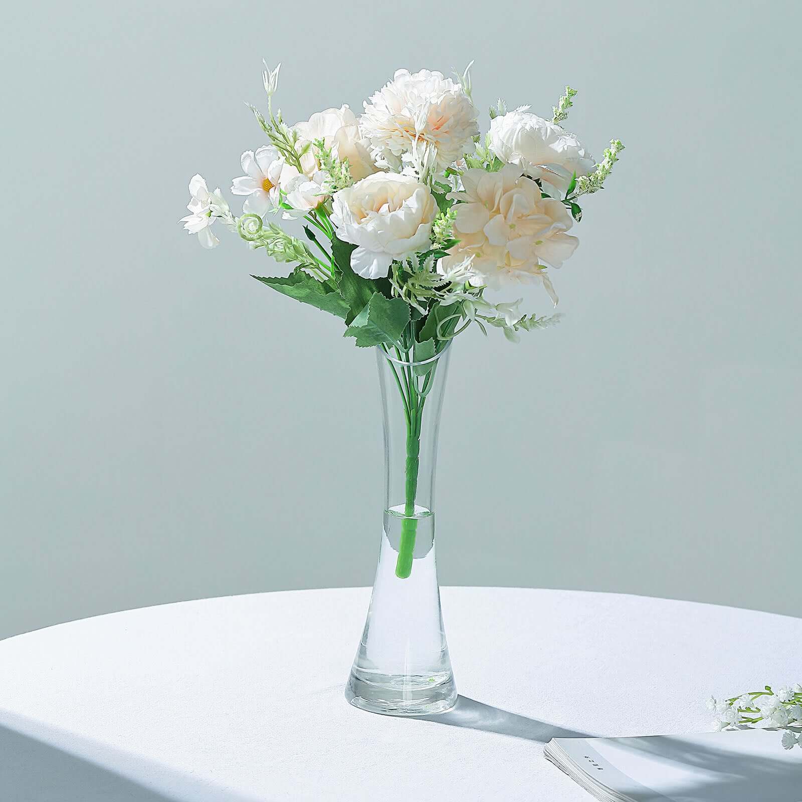 2 Bouquets of Blush Artificial Silk Peony Flower Arrangement - Perfect Decor!