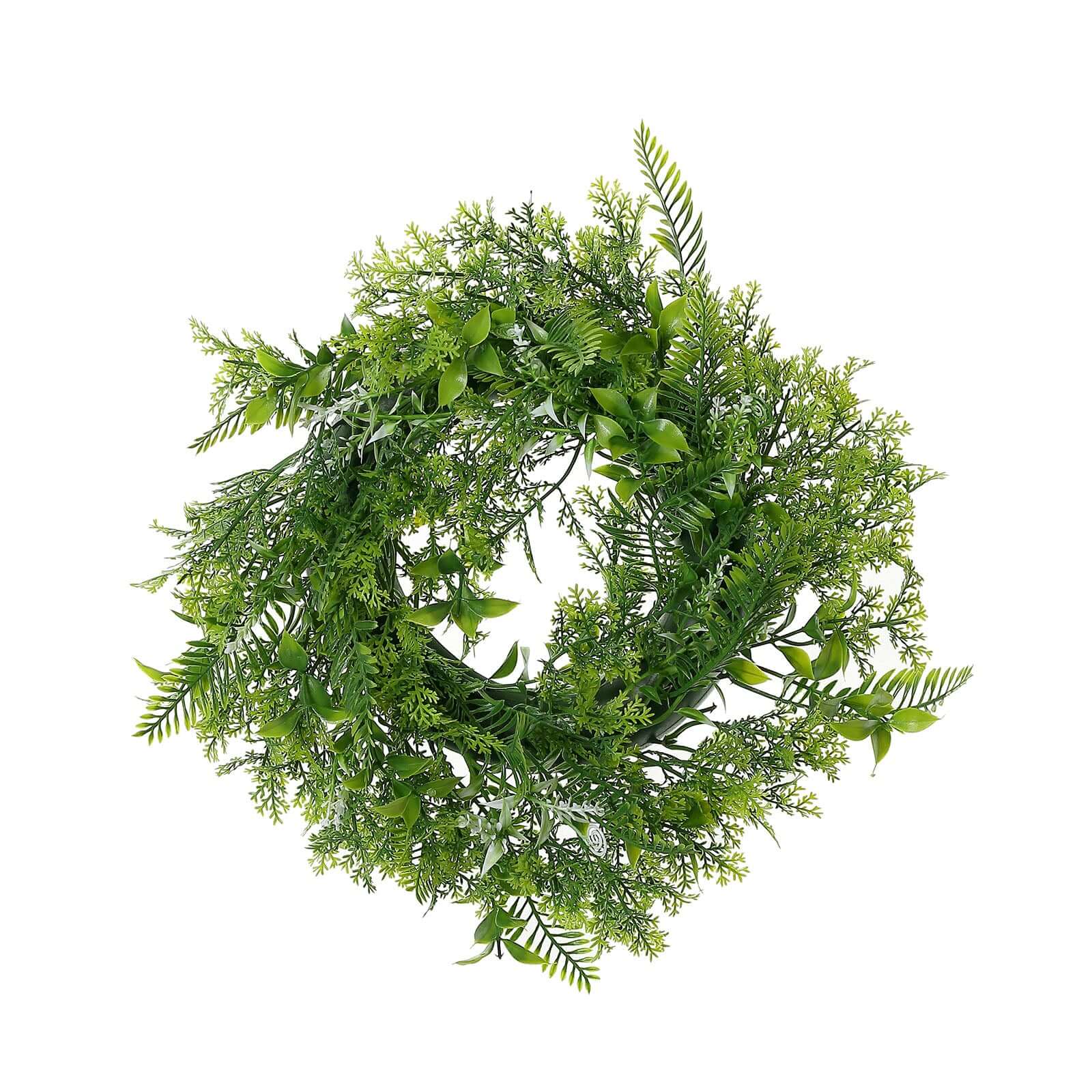 2-Pack Green Artificial Fern Leaf Candle Ring Wreaths - Ideal Decor
