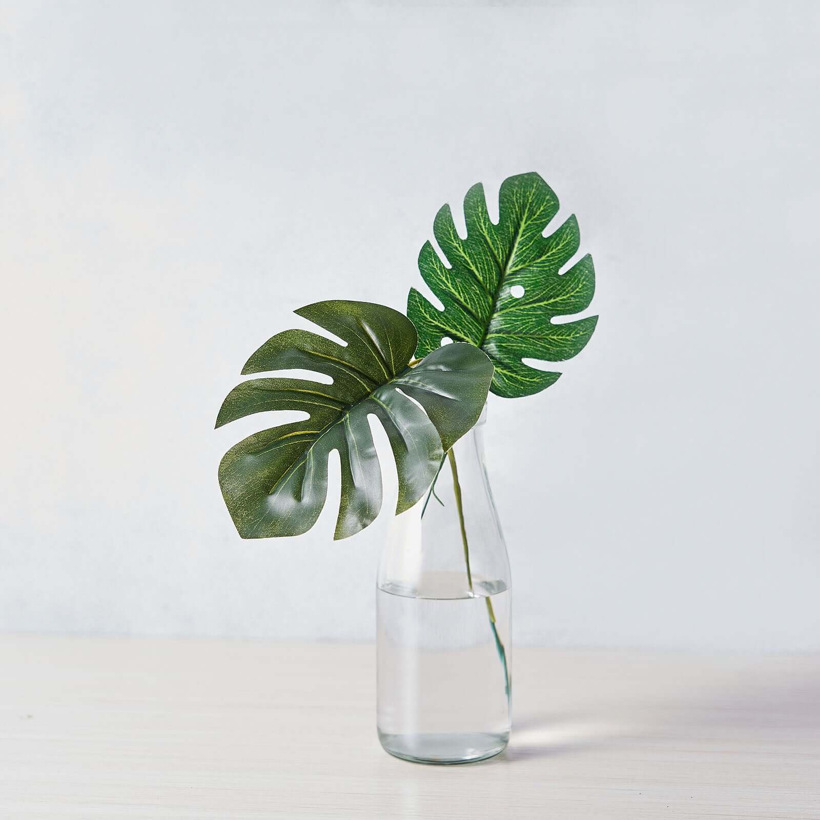6-Piece Assorted Green High-Quality Silk Artificial Monstera Leaf Stems