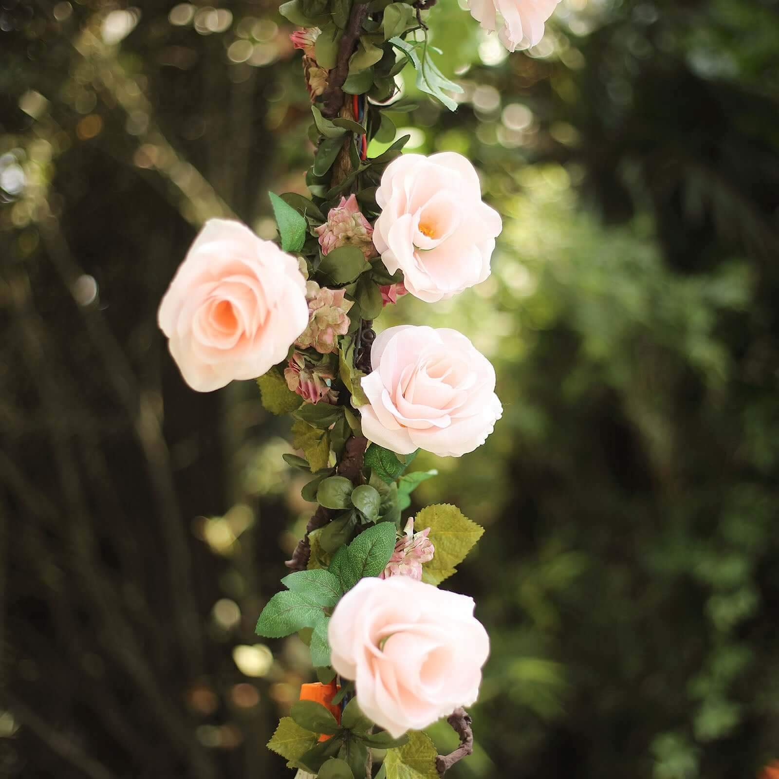 Hot Sale! 6ft Blush Artificial Silk Rose Hanging Garland for Decor