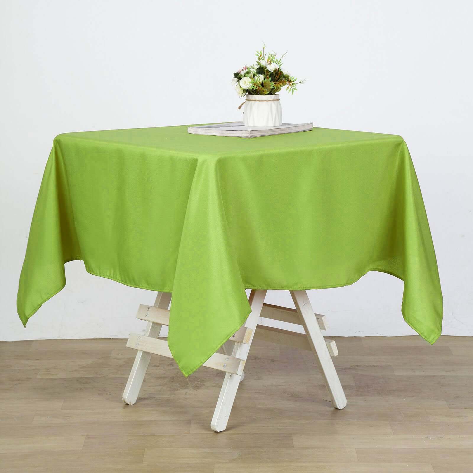 Wrinkle-Resistant & Durable 54x54 Polyester Square Tablecloth in Apple Green - Ideal for Events