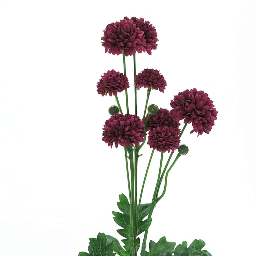 Special Offer! 2 Burgundy Artificial Chrysanthemum Mum Flower Bushes (33 in Total)