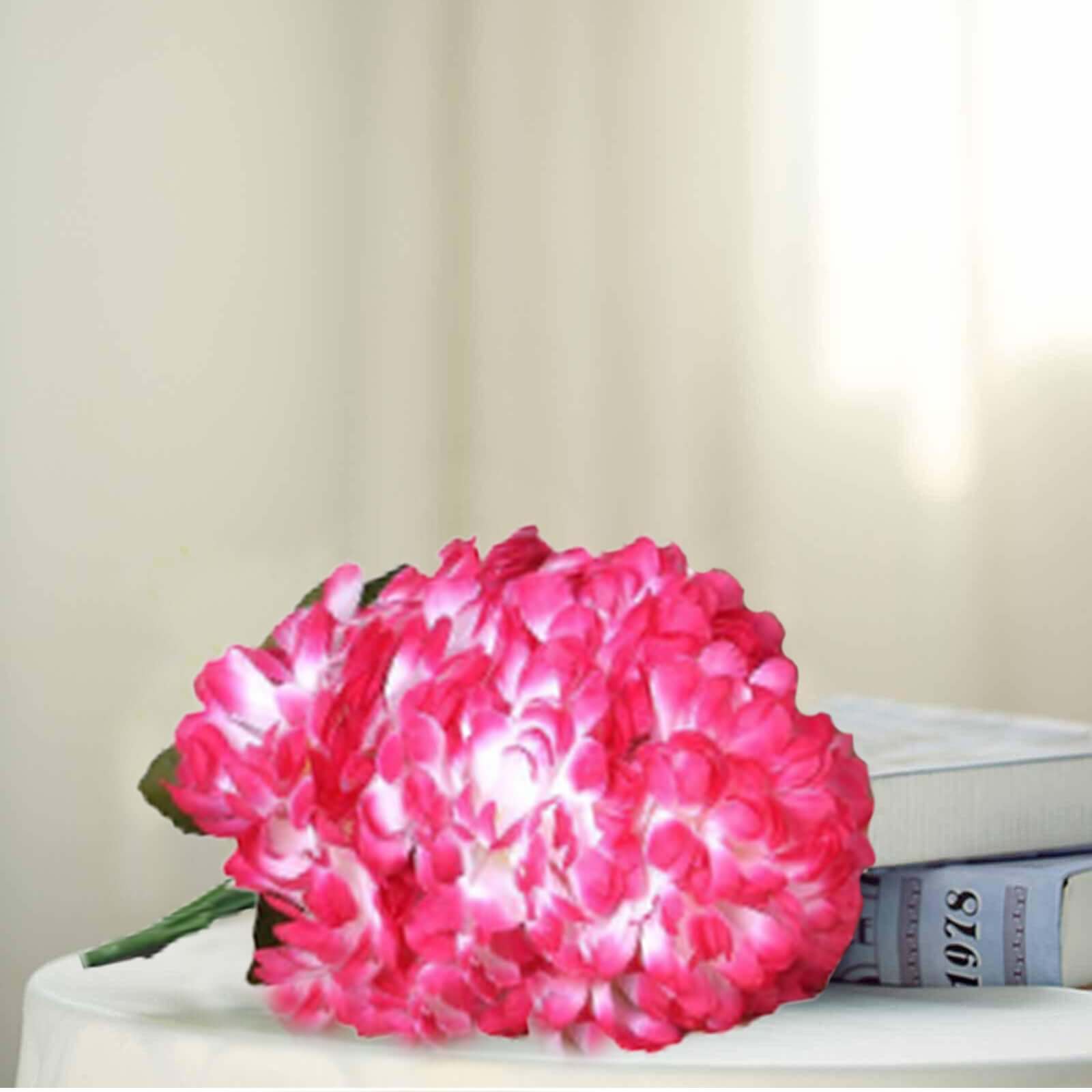 On Sale! 4 Bushes of Fuchsia Artificial Silk Chrysanthemum with 56 Faux Flowers