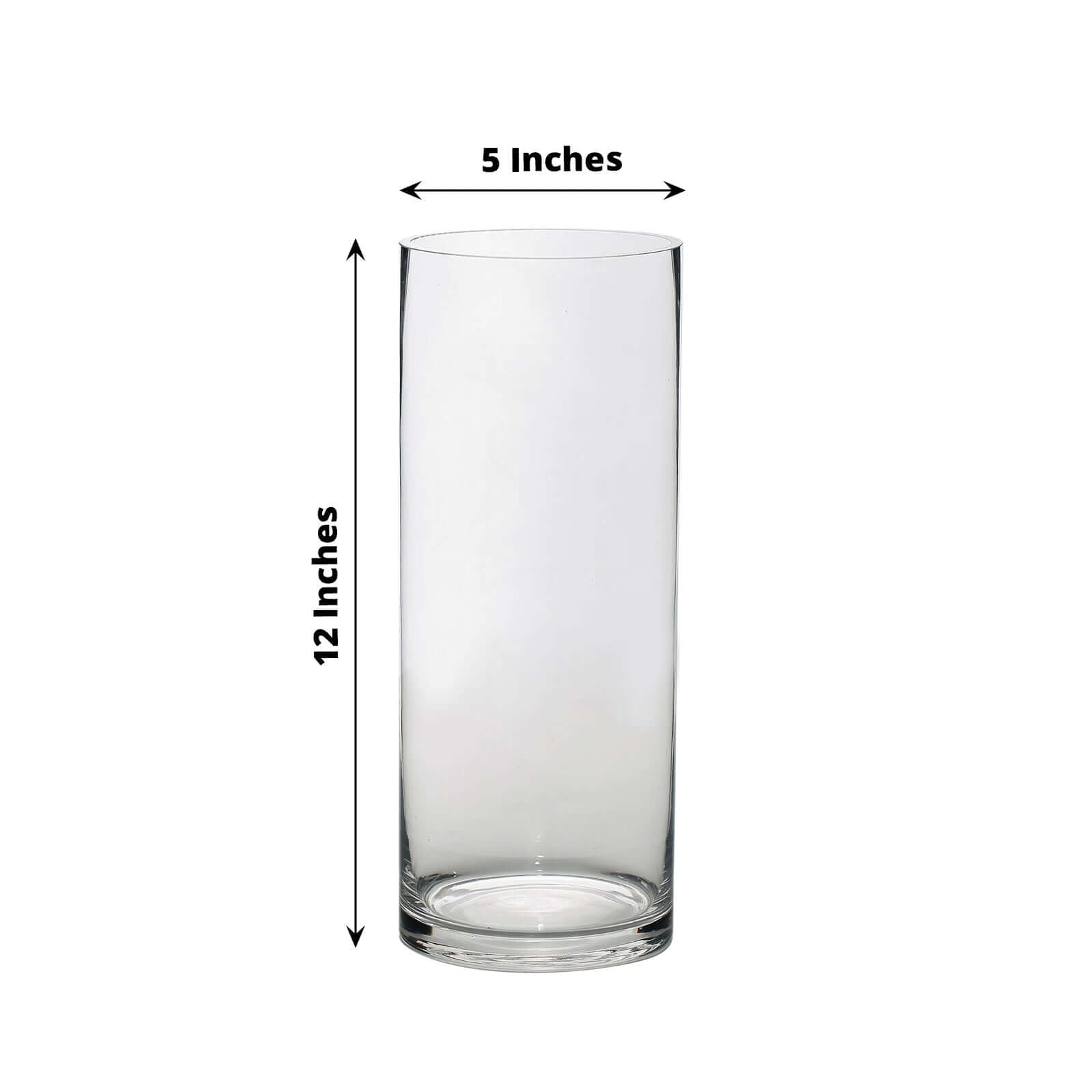 6-Pack Heavy Duty Clear Glass Cylinder Flower Vases - Ideal for Weddings