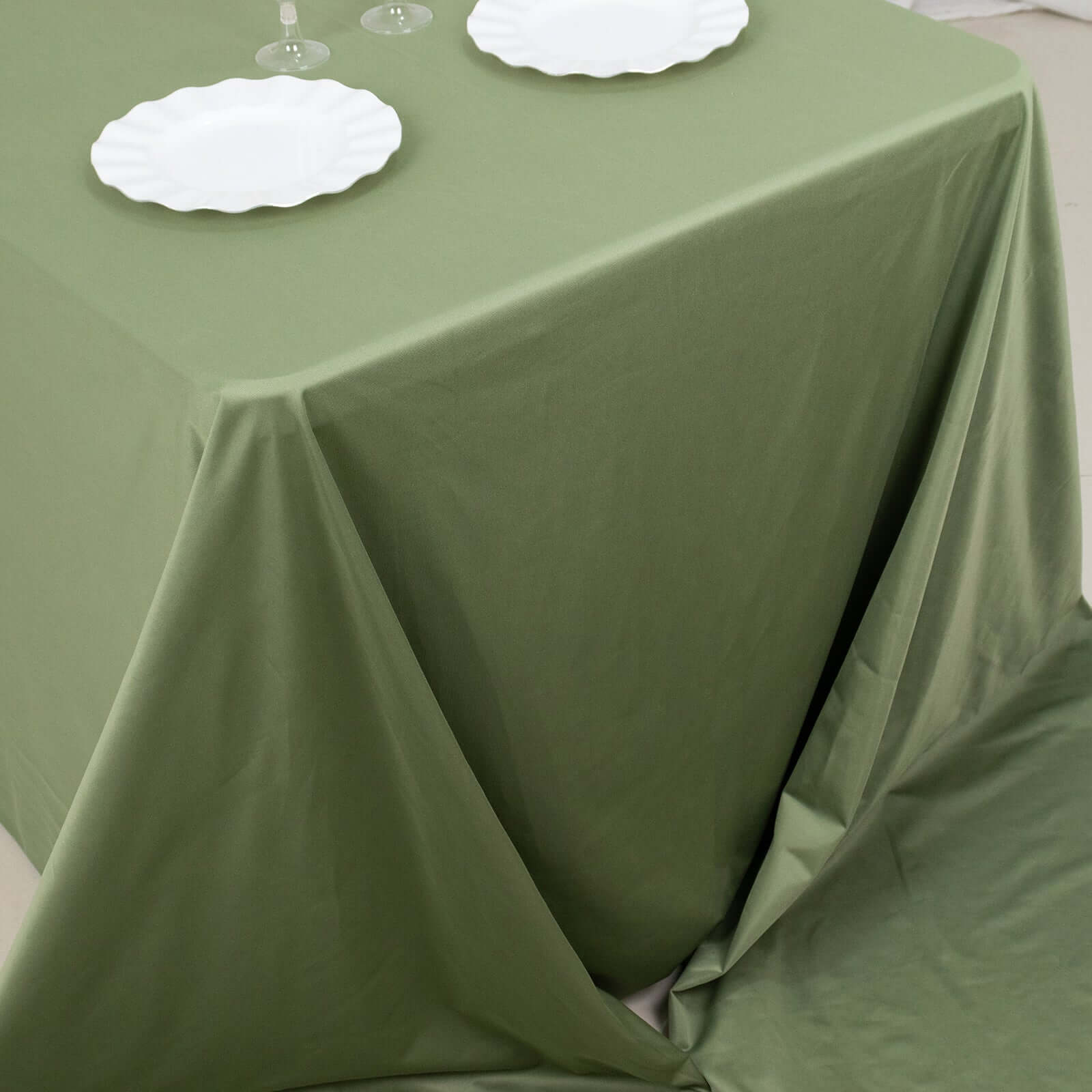 Exclusive Premium Scuba Rectangle Tablecloth in Dusty Sage Green - Wrinkle-Free, Stain-Resistant & Seamless