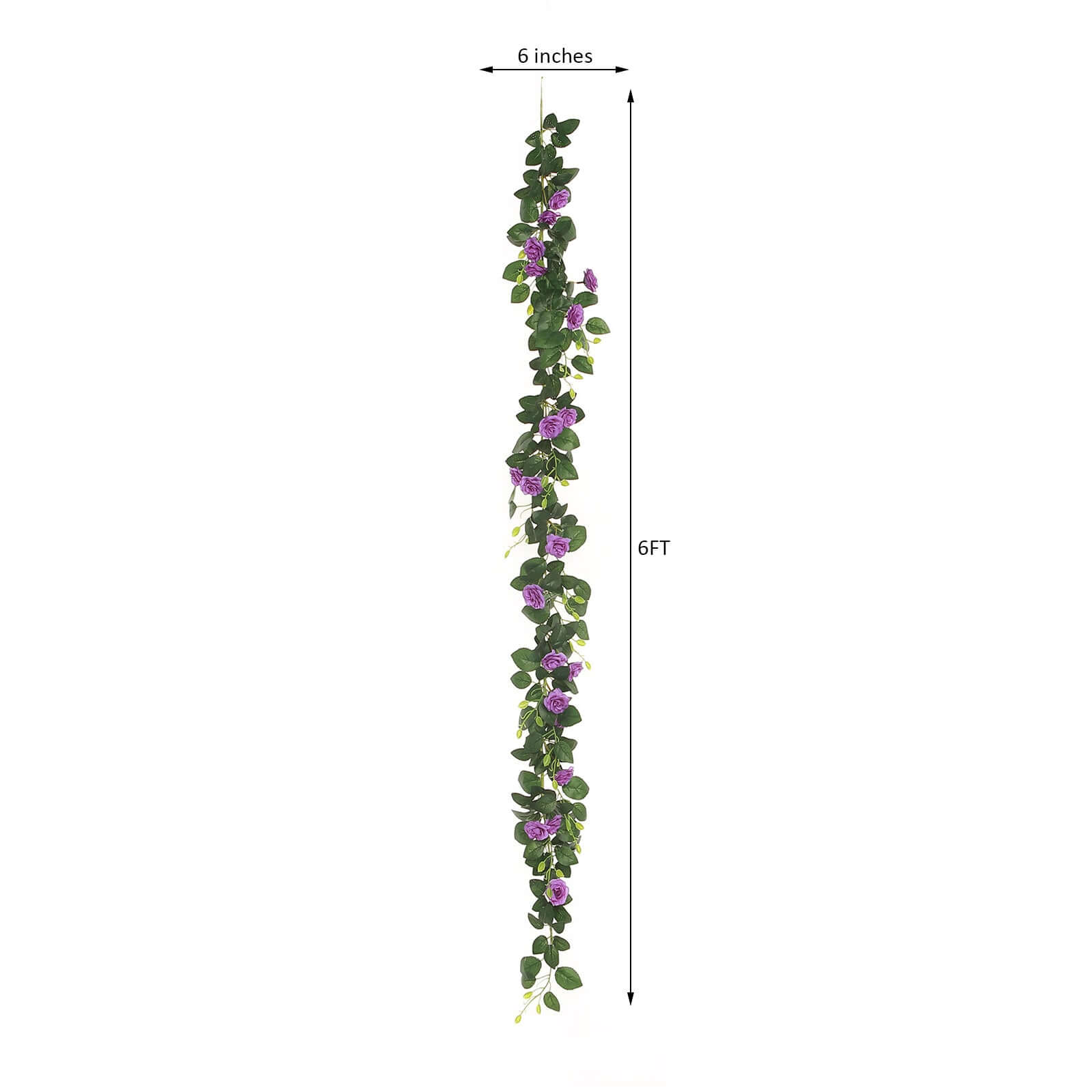 20-Piece Purple Silk Artificial Rose Garland, 6ft, Ideal for Decor