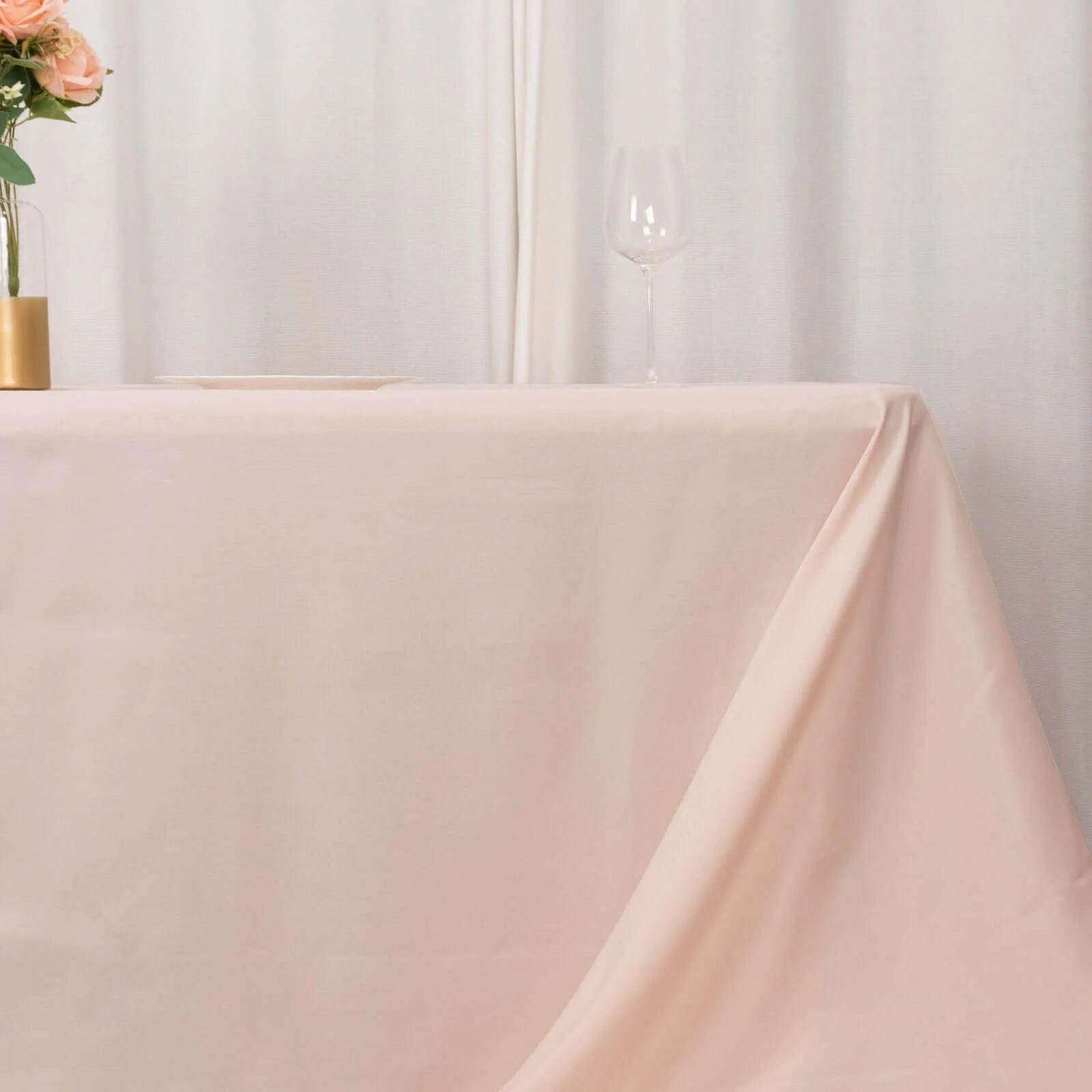 Hot Sale! Seamless 220GSM Stain-Resistant Premium Polyester Rectangle Tablecloth in Blush (90x156)