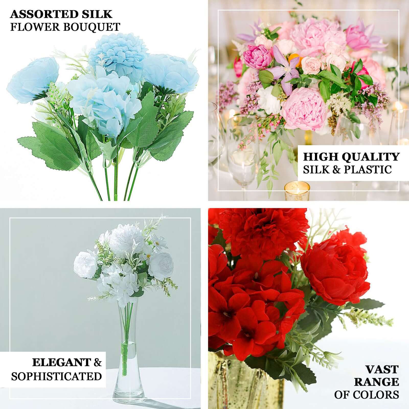 2 Bouquets of Blush Artificial Silk Peony Flower Arrangement - Perfect Decor!
