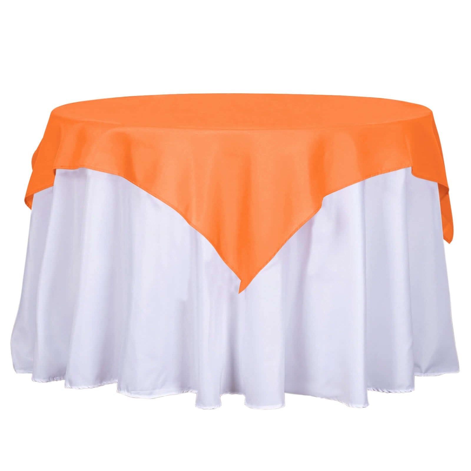 Orange Polyester Square Table Overlay - 54x54, Wrinkle-Resistant & Durable Table Cover for Special Occasions